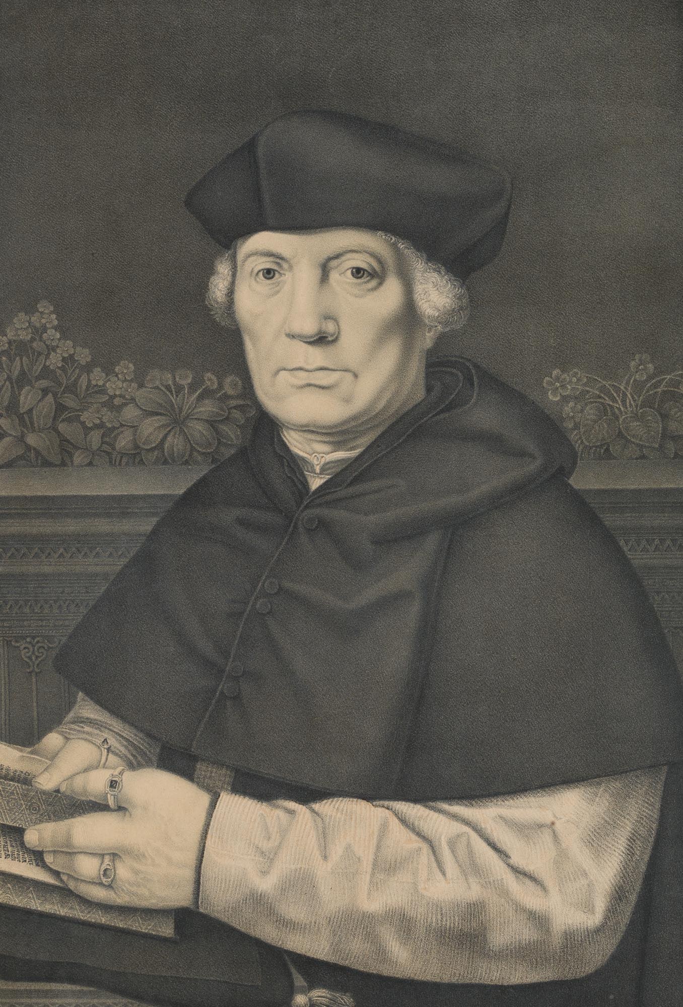 J. STRIXNER (*1782) after HOHLBEIN (16th), Portrait of J. von Carondelet, 1827, Lithography with ch (1 of 4)