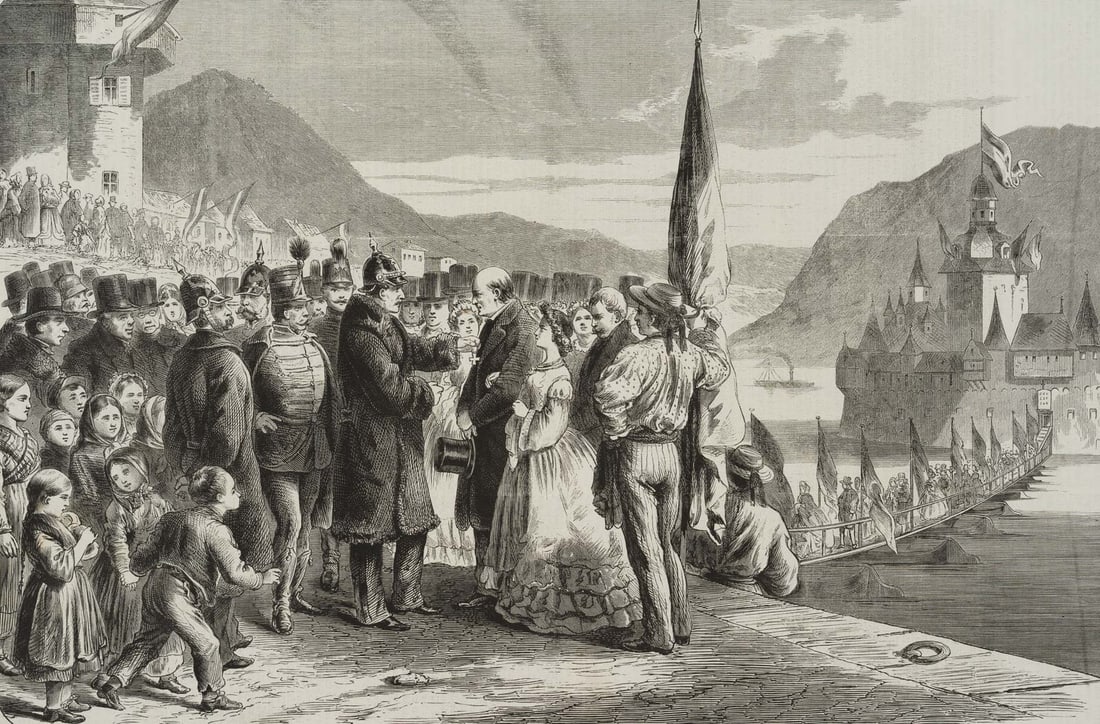 F. HOHNBAUM (1825-1867), Commemorative ceremony marking Blücher’s crossing of the Rhine, (1 of 4)