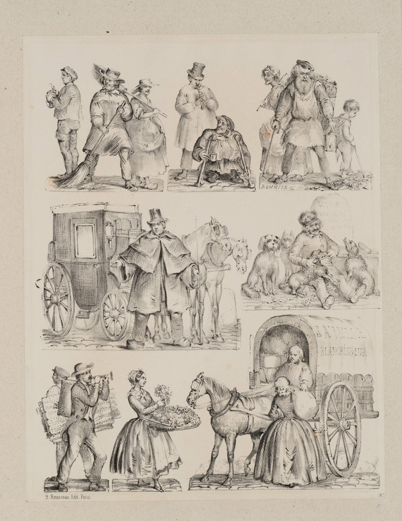 H. JANNIN (19th), 19th-century genre scenes, 1865, Lithography: H Jannin (19th century): Urban genre scenes in a detailed depiction, 1865, Lithography Technique: Lithography on Paper, mounted on Paper Inscription: lower left inscribed in the printing plate: "H. Ro