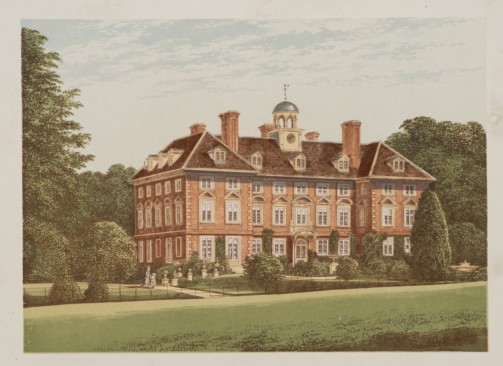 A. LYDON (1836-1917), Tyttenhanger Park, Mansion, around 1880, Color Wood Engraving (1 of 5)