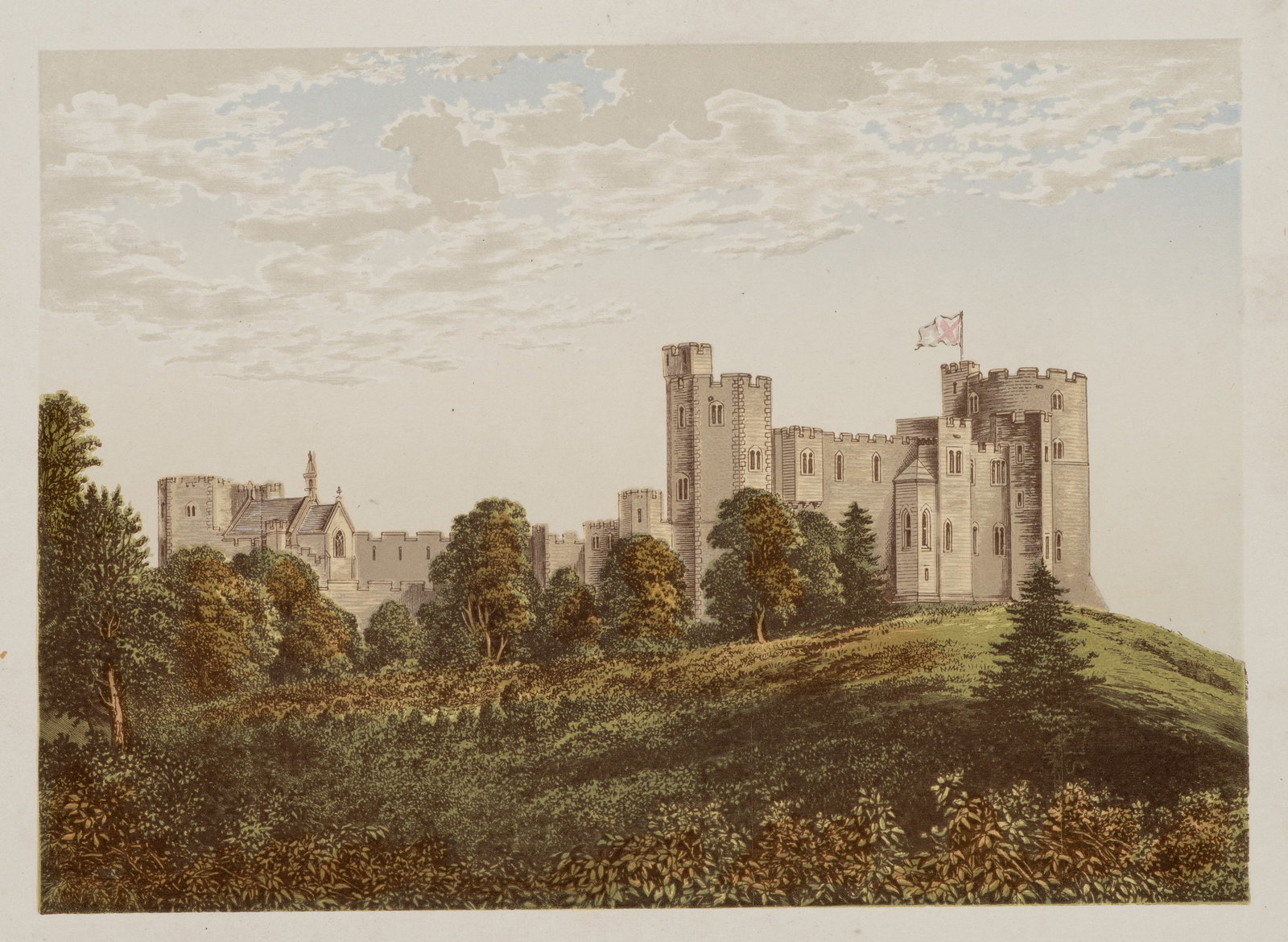 A. LYDON (1836-1917), Peckforton Castle, around 1880, Color Wood Engraving (1 of 5)
