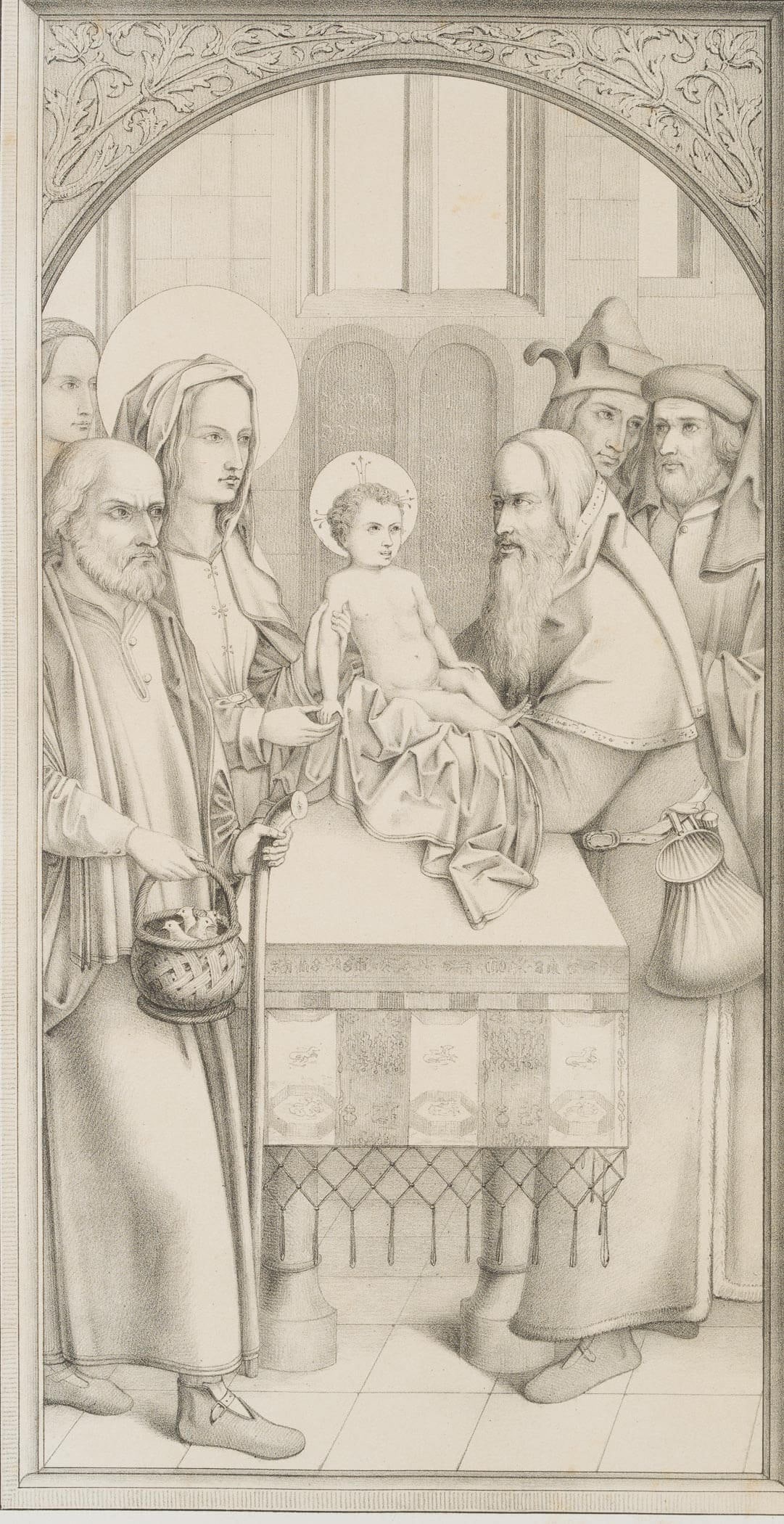 F. FEDERER (*1810) after MAUCH (*1800), The Presentation of Christ in the Temple, around 1845, Litho (1 of 4)