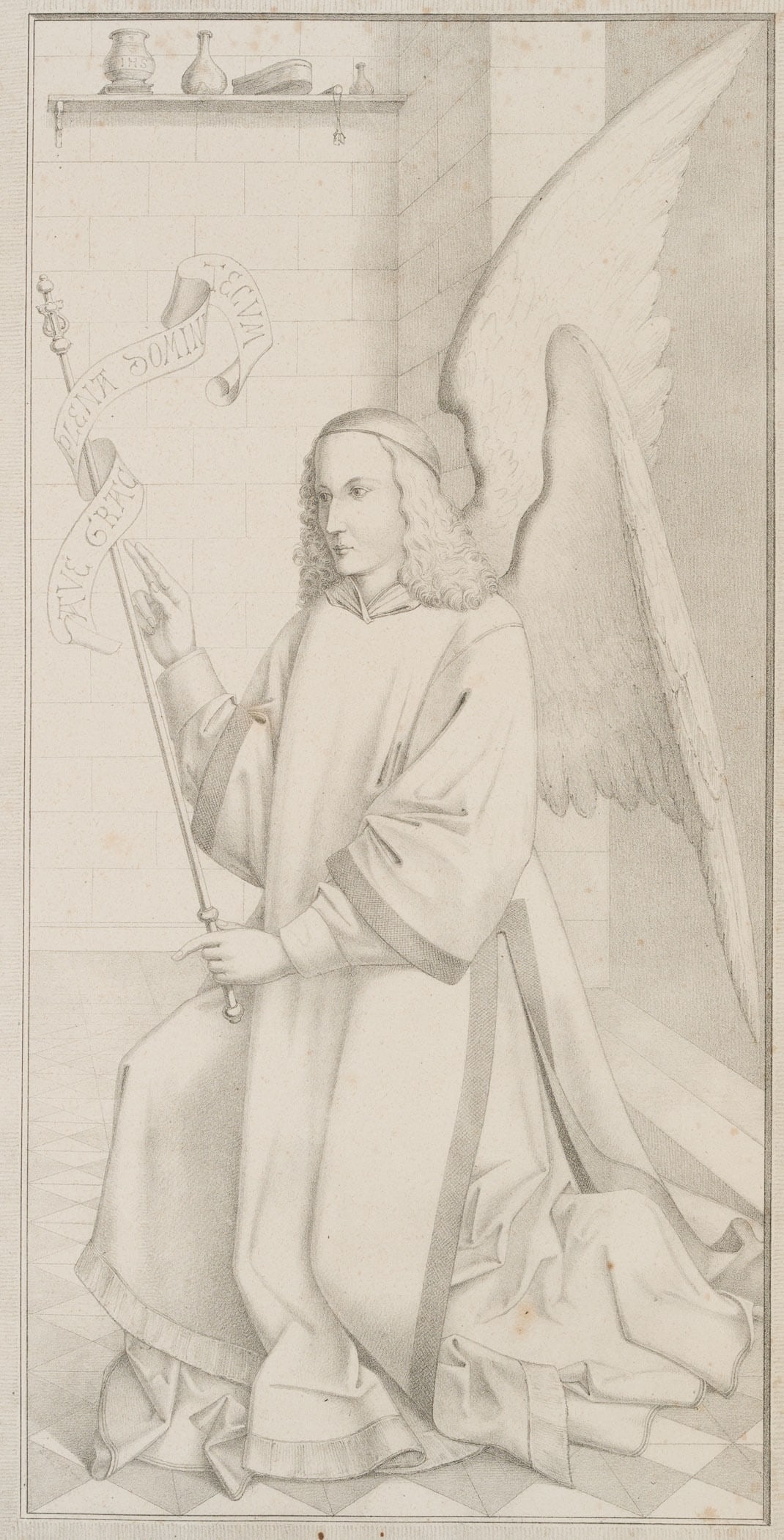 F. FEDERER (*1810) after MAUCH (*1800), Angel of the Annunciation, around 1845, Lithography (1 of 4)