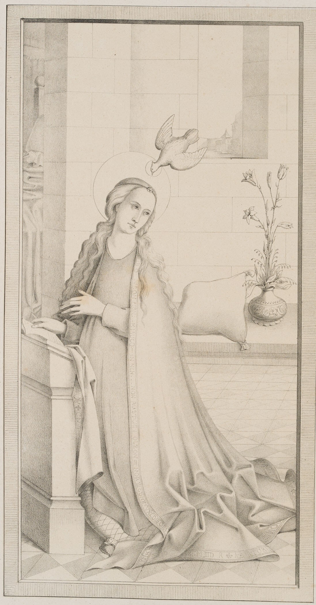 F. FEDERER (*1810) after MAUCH (*1800), The Annunciation, around 1845, Lithography (1 of 4)