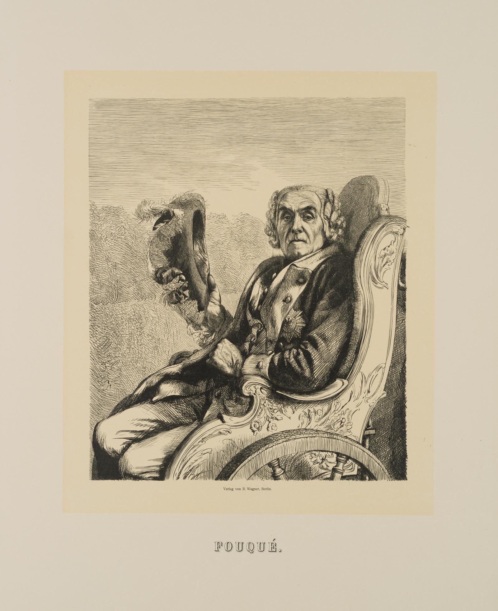 After MENZEL (*1815), Friedrich August de la Motte Fouqué, 1886, Wood engraving (1 of 4)