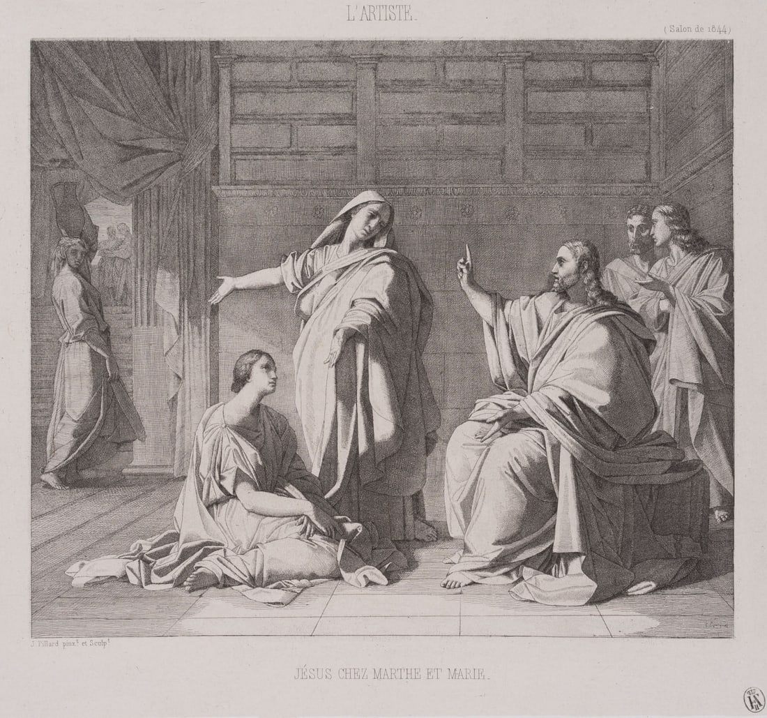 J. PILLARD (1814-1898), Jesus at Martha and Mary’s house, 1844, Etching (1 of 4)