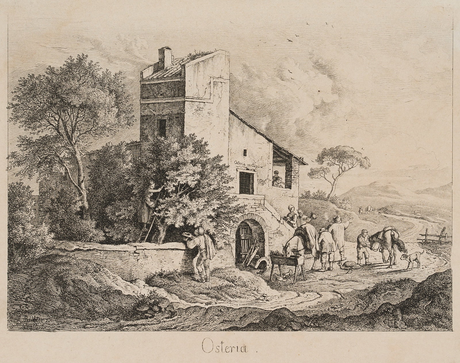 L. RICHTER (1803-1884), Osteria on Landstraße, 1832, Etching (1 of 4)