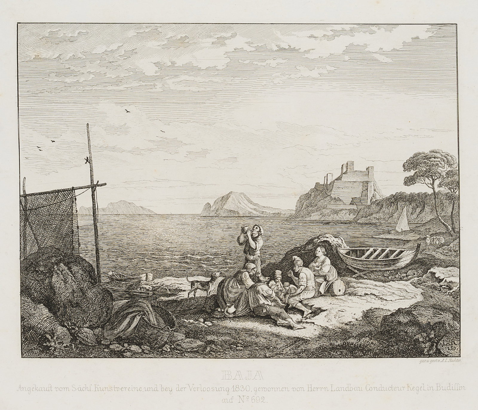 L. RICHTER (1803-1884), Neapolitan fishermen, 1830, Etching (1 of 4)