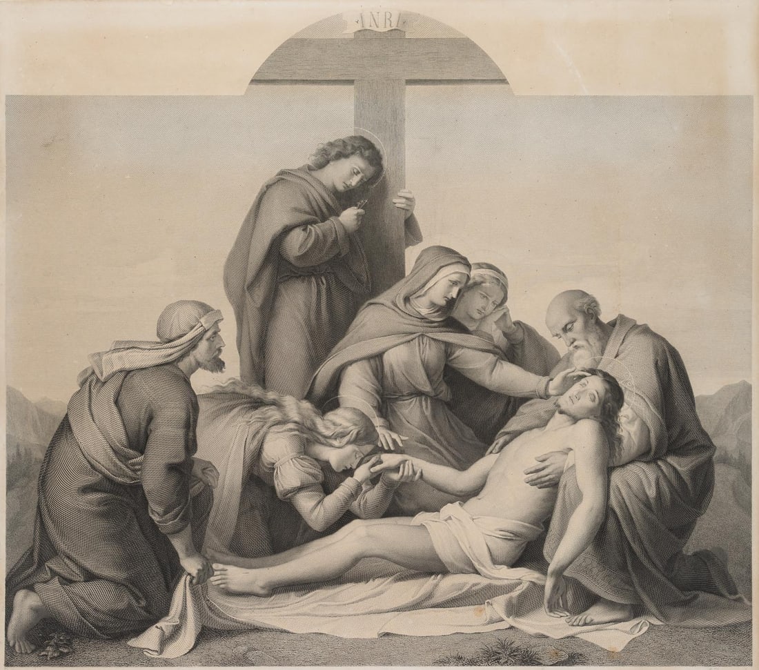 C. PLANER (*1818) after ROTERMUND (*1826), The Descent from the Cross, Christ and Mary, Copper engra (1 of 4)