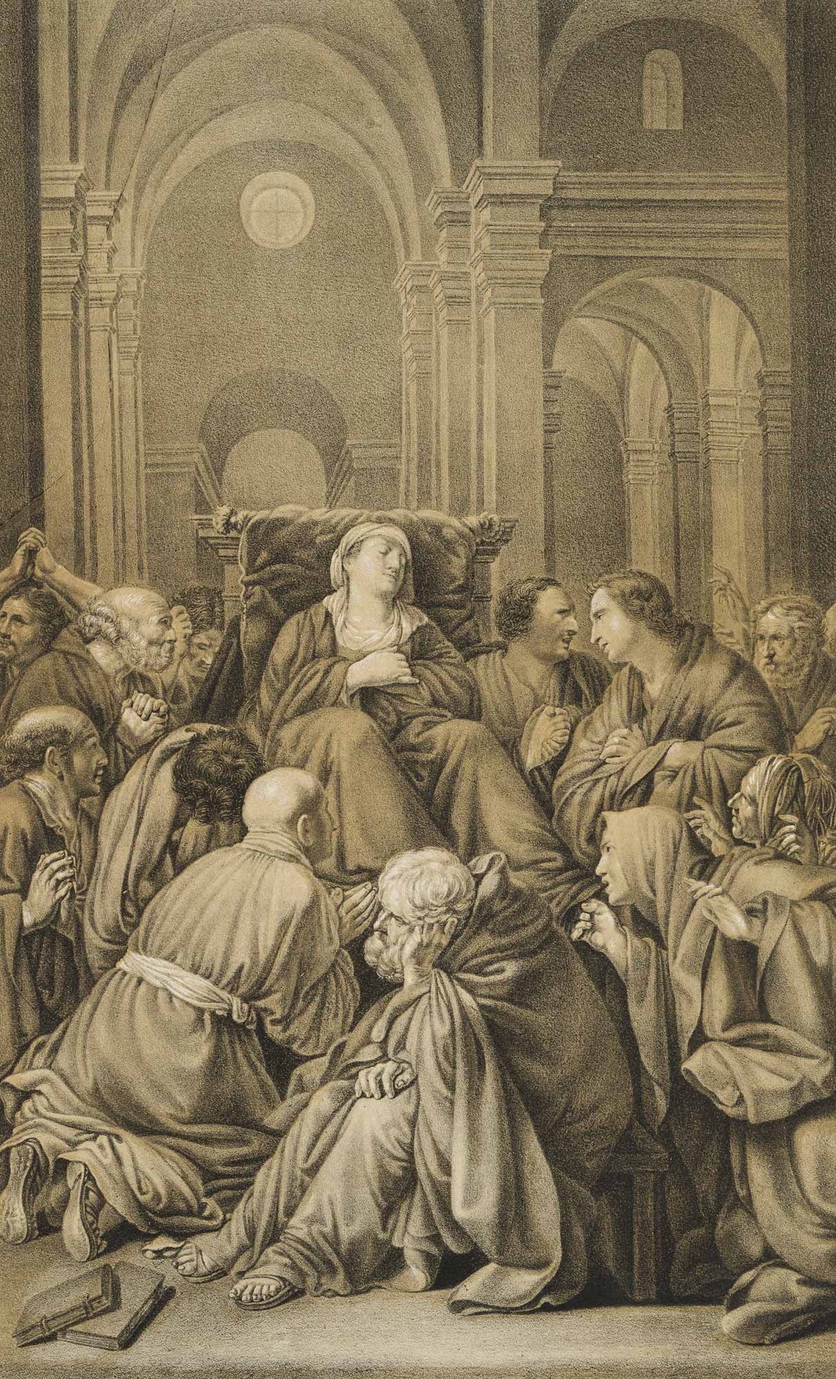 J. STRIXNER (*1782) after SARACENI (*1579), The Death of Mary. Mary Dying, Lithography (1 of 4)
