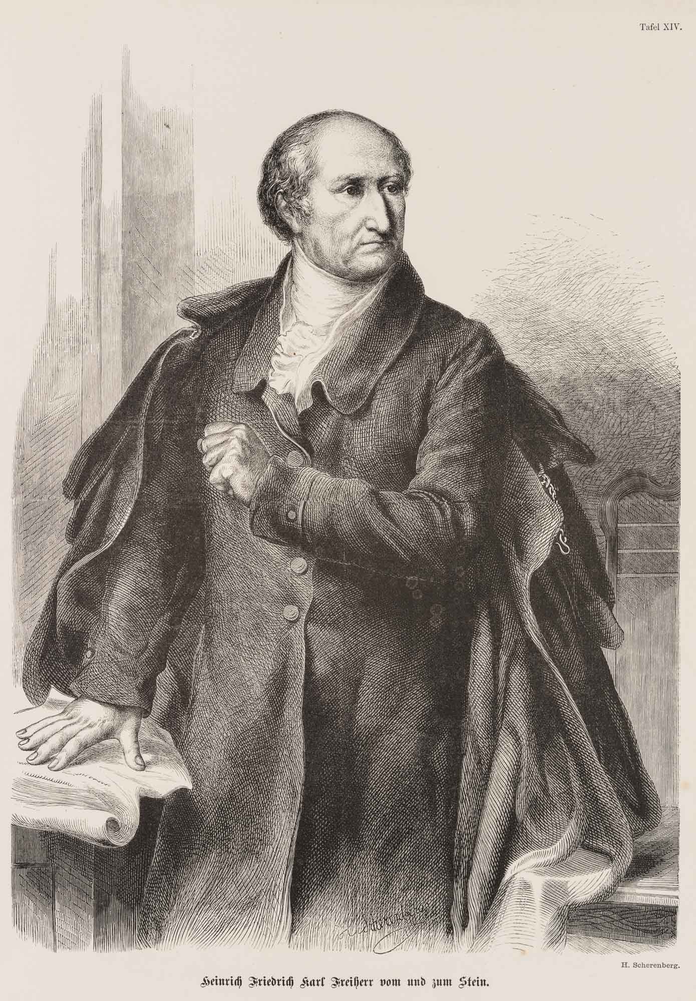 H. SCHERENBERG (*1826), Heinrich F. K. Baron von Stein, around 1860, Woodcut (1 of 4)