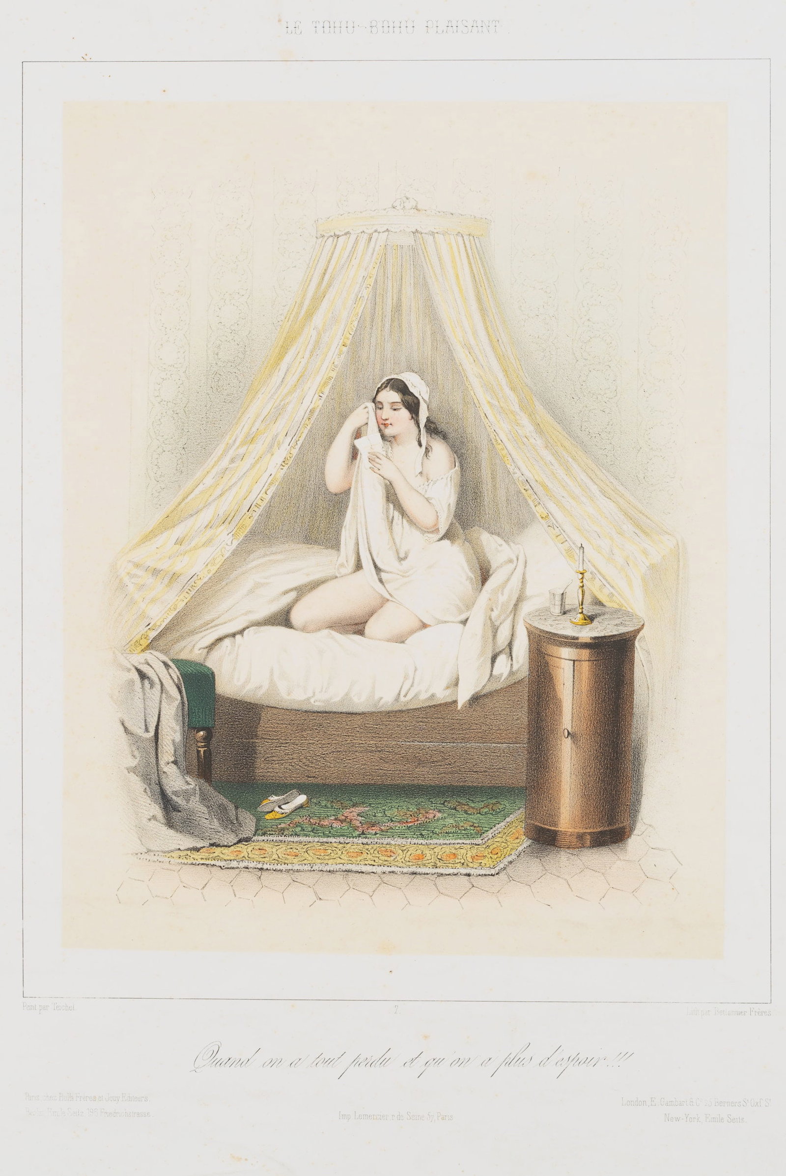Bettanier Frères (*1817) after TEICHEL (*1816), Loss and despair, around 1850, Lithography (1 of 5)
