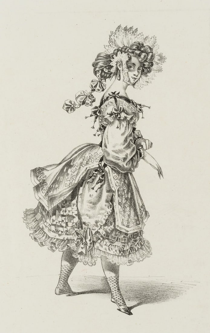 M. TRENTSENSKY (19th), Girl in an embellished frilly dress, costume No. 41, Lithography: Matthäus Trentsensky (19th century): Girl in lavishly decorated frilled dress, costume no 41, 19th century, Lithography Technique: Lithography on Paper Inscription: Inscribed at the bottom centre