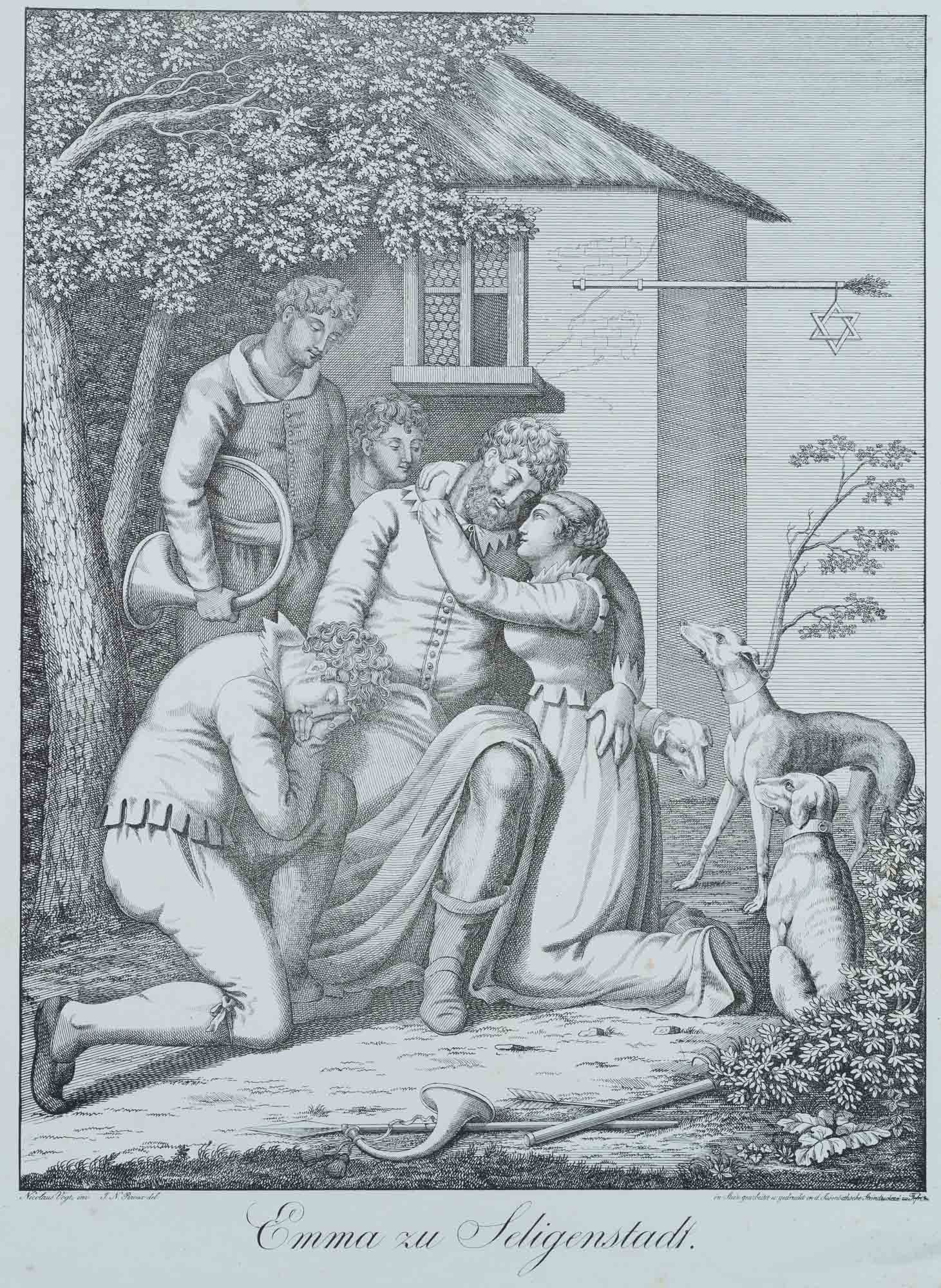 J. PEROUX (*1771) after VOGT (*1756), Emma von Seligenstadt, Lithography (1 of 4)