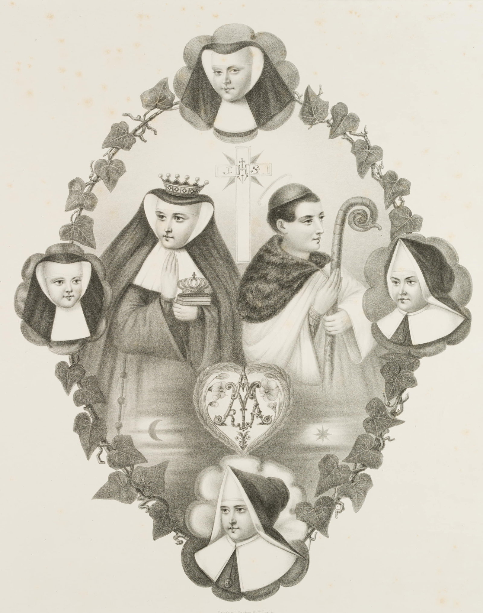 P. ROHRBACH (*1817) after WALDENBURG (*1817), Elisabeth of Thuringia, around 1840, Lithography (1 of 7)