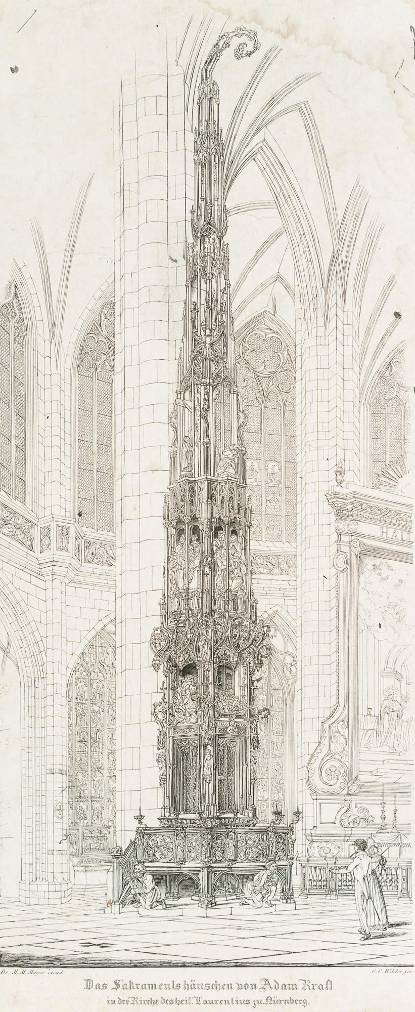 G. WILDER (1797-1855), Tabernacle by Adam Kraft, 1835, Etching: Georg Christian Wilder (1797 Nuremberg - 1855 ibid.): Tabernacle by Adam Kraft, 1835, Etching Technique: Etching on Paper Inscription: Signed "G.C. Wilder fec." below the image, titled below centre. D