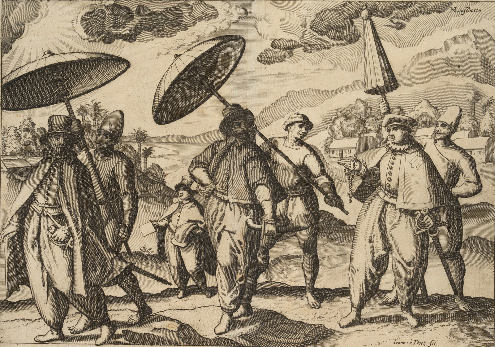 Unknown (18th), A walk through the Indian landscape, around 1885, Copper engraving (1 of 4)