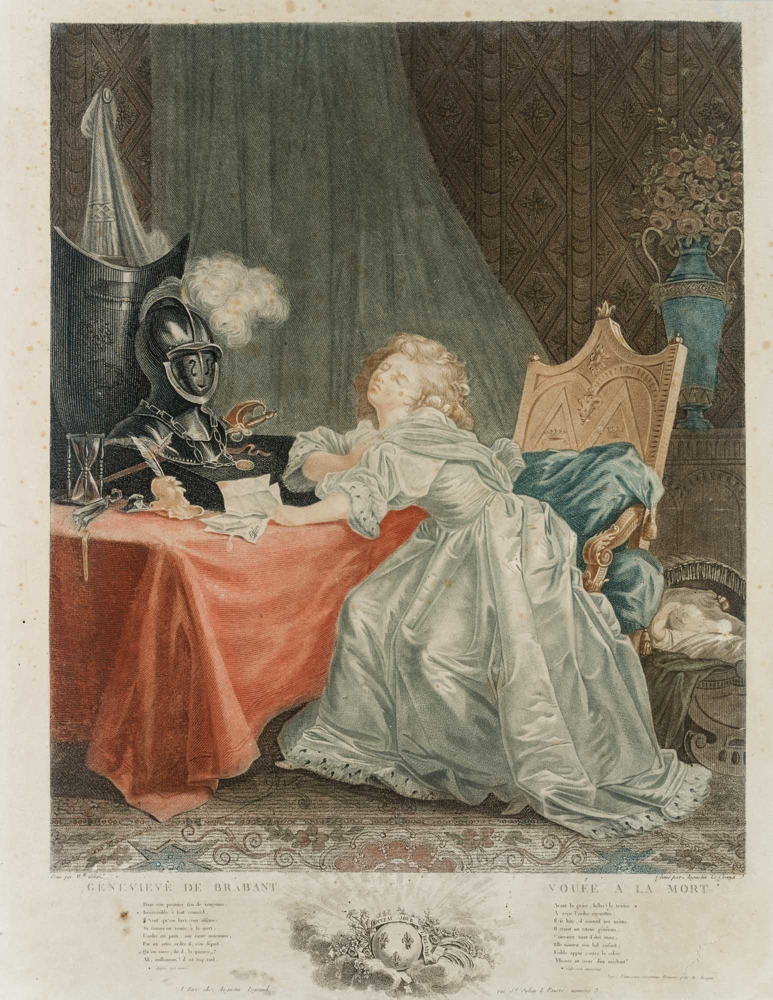 A. LEGRAND (*1765) after Unknown (18th), Geneviève of Brabant, Vernis Mou: Auguste Claude Simon Legrand (1765 - 1815 ) after Unknown (18th century): Geneviève of Brabant, 19th century, Vernis Mou Technique: Vernis Mou on Paper Inscription: Unterhalb der Darstellung sign