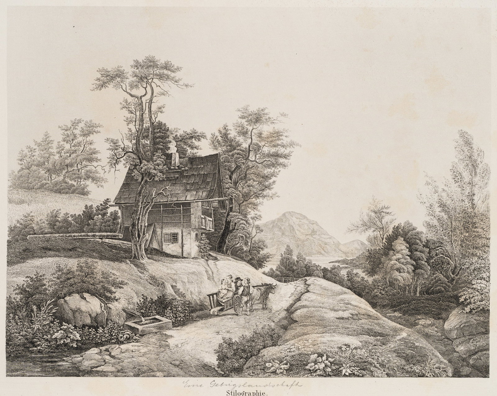 Unknown (19th), A mountainous landscape, around 1855, Steel engraving (1 of 5)