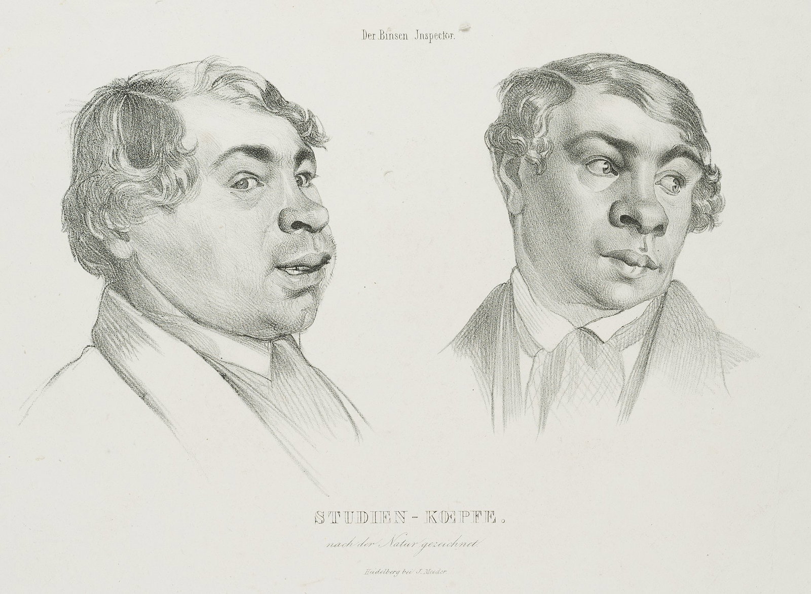 Unknown (19th), Study Heads, The Reed Inspector, around 1840, Lithography: Unknown (19th century): Study heads after nature, "The Rush Inspector", c. 1840, Lithography Technique: Lithography on Paper Inscription: At the lower part inscribed in the printing plate: "Der Binsen
