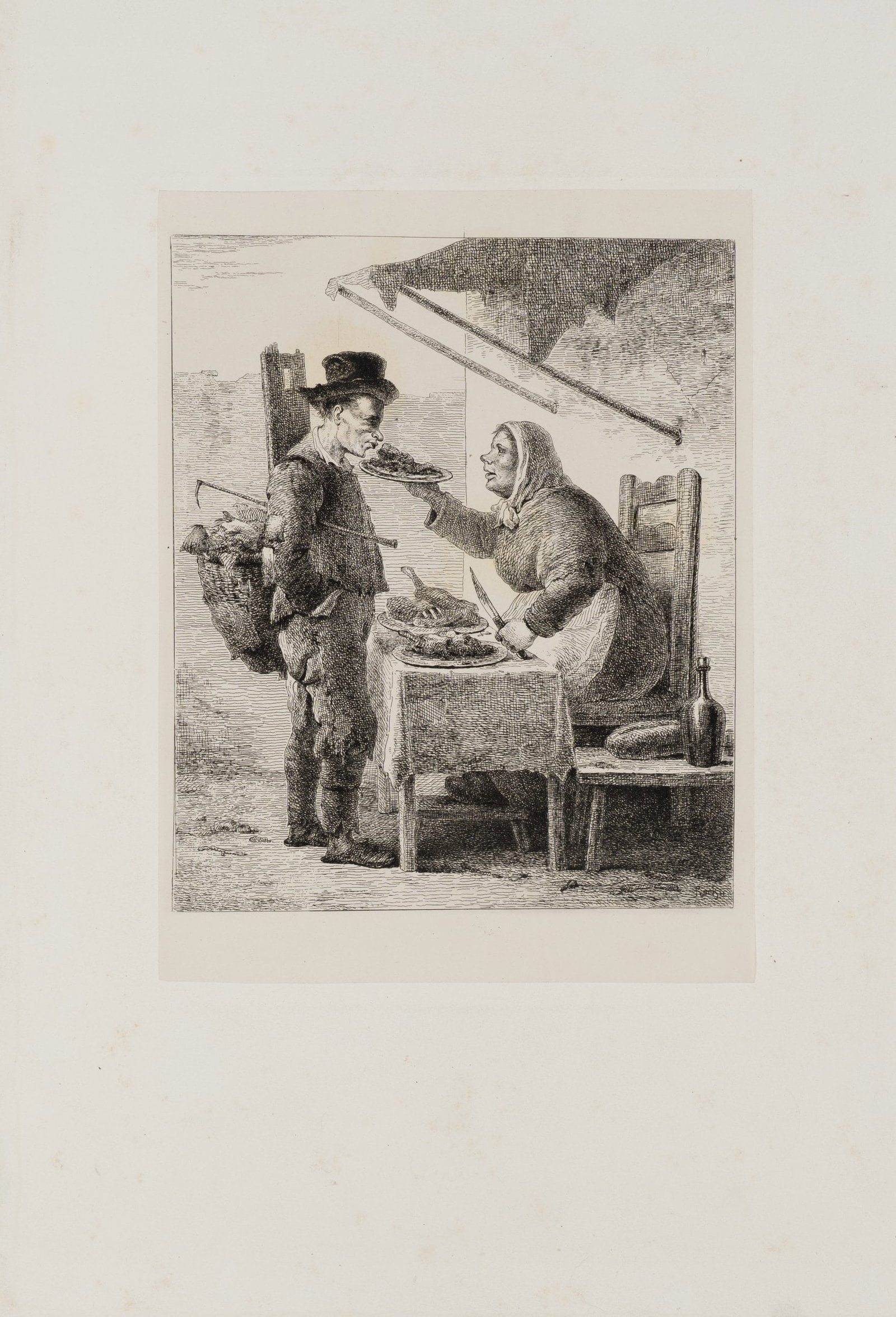 Unknown (19th), The food distribution, 1860, Etching (1 of 5)