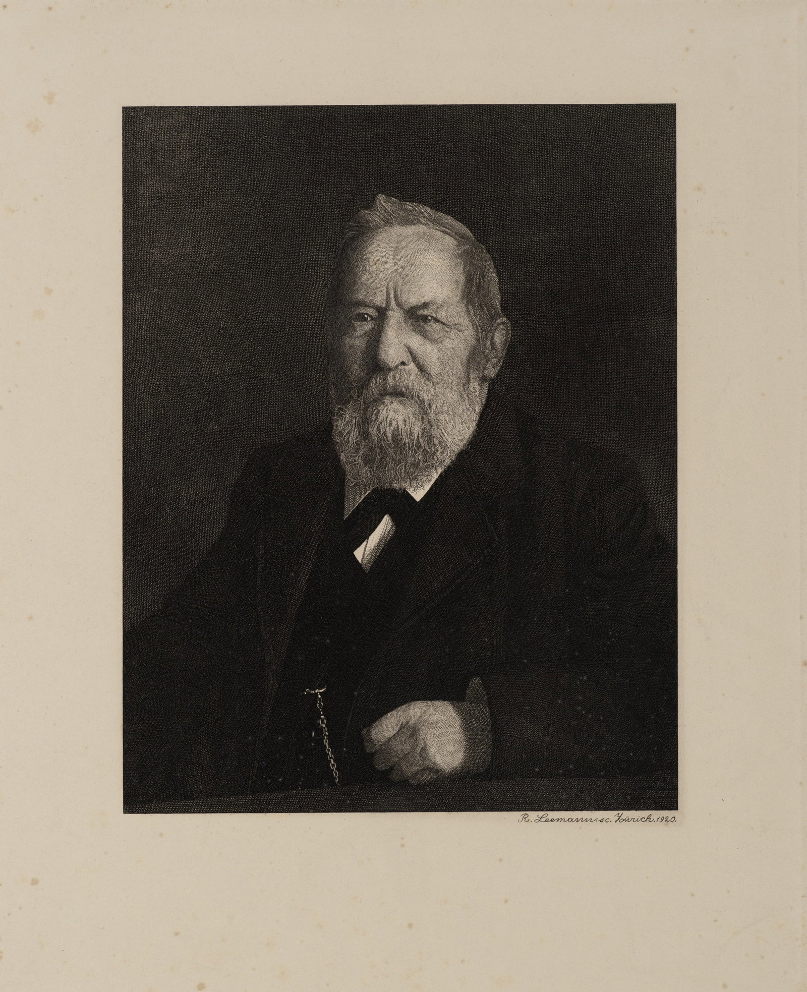 R. LEEMANN (1852-1925), Portrait of a man, 1920, Steel engraving (1 of 5)