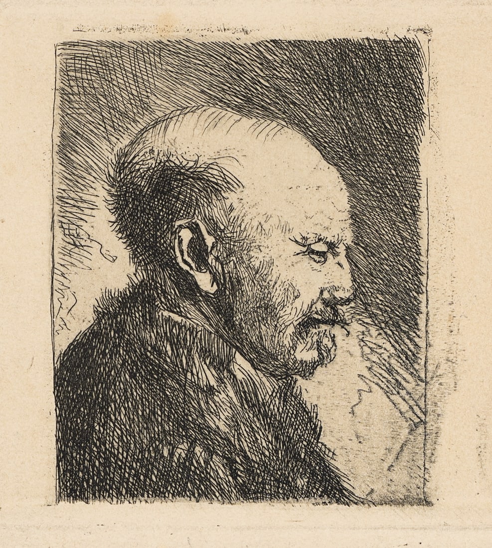 A. SCHINNERER (*1876), A Man’s Head after Rembrandt, around 1910, Etching (1 of 5)