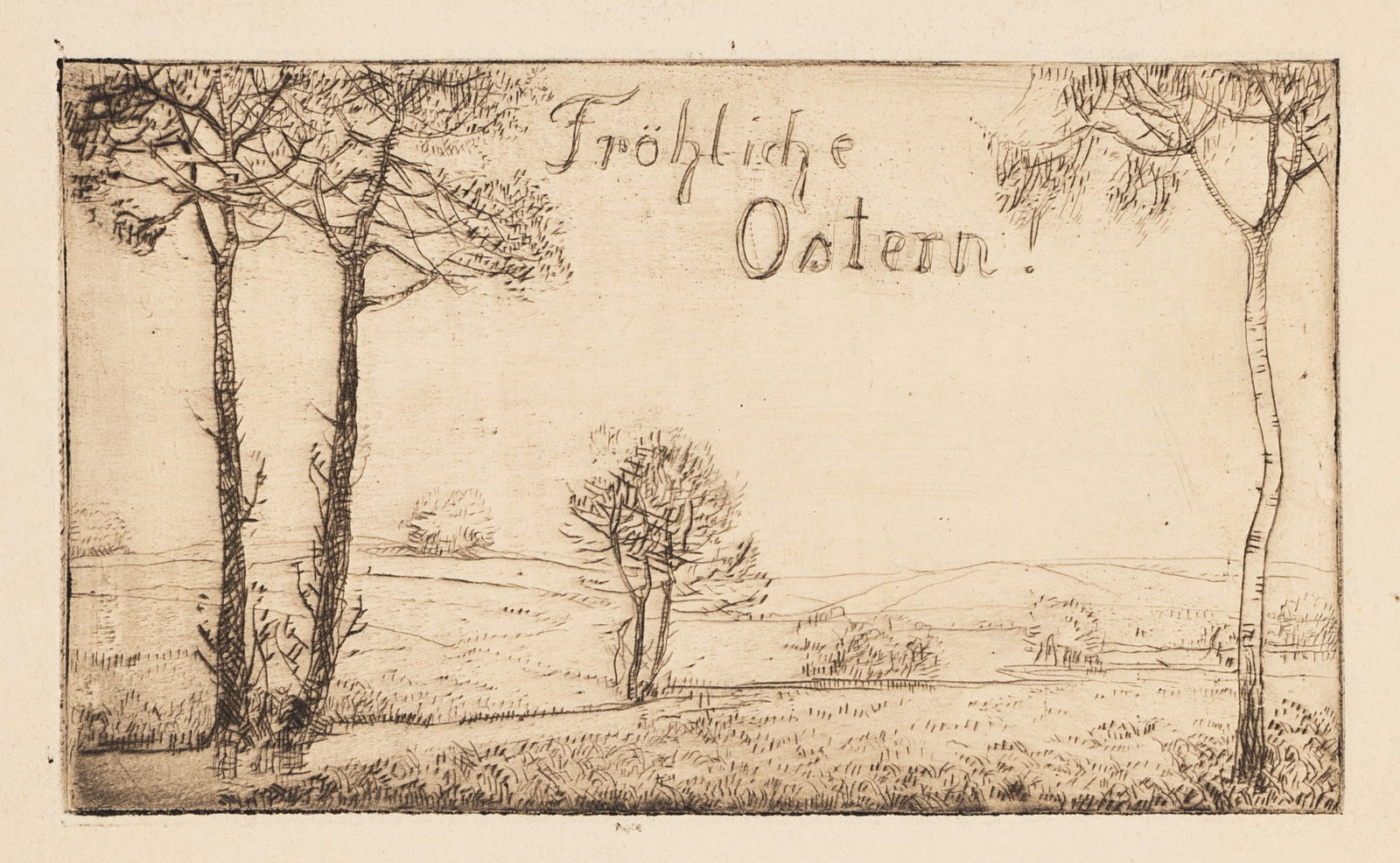 A. SCHINNERER (*1876), Happy Easter, around 1910, Etching (1 of 5)