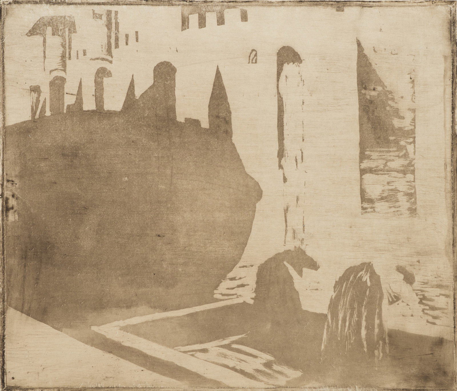 R. VOORTMAN (19,20th), A boat at the quay with two women, Aquatint (1 of 5)