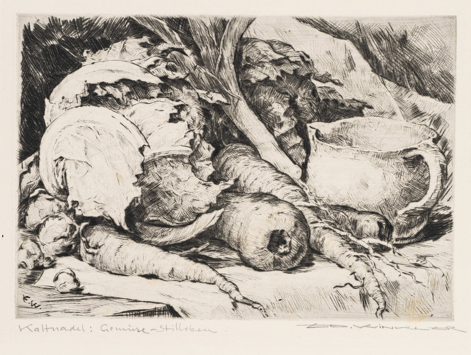 E. WINKLER (1884-1978), Still Life with Beetroots, around 1930, Drypoint etching (1 of 5)