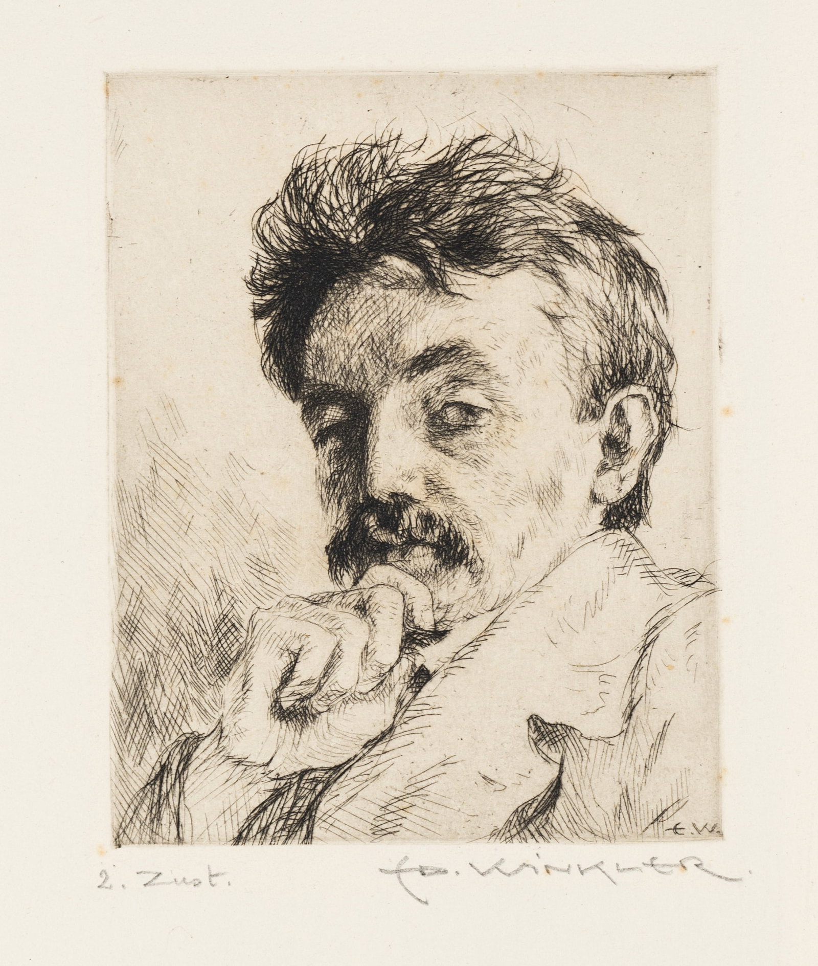 E. WINKLER (1884-1978), Portrait of Dr Zoepf, around 1930, Etching: Eduard Winkler (1884 St. Petersburg - 1978 Munich): Portrait of Dr Zoepf, c. 1930, Etching Technique: Etching on Paper Inscription: Lower right signed: "Ed. Winkler". lower left inscribed by the artis