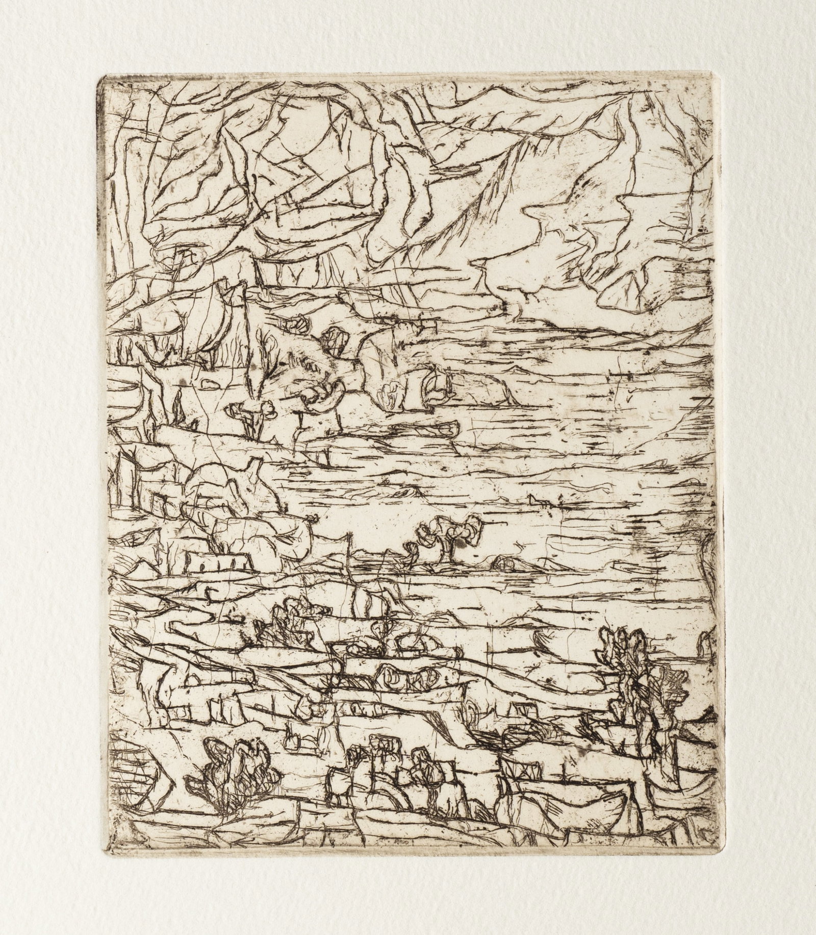 P. ELIASBERG (*1907), Abstract mountain landscape with a mountainside, Etching (1 of 5)
