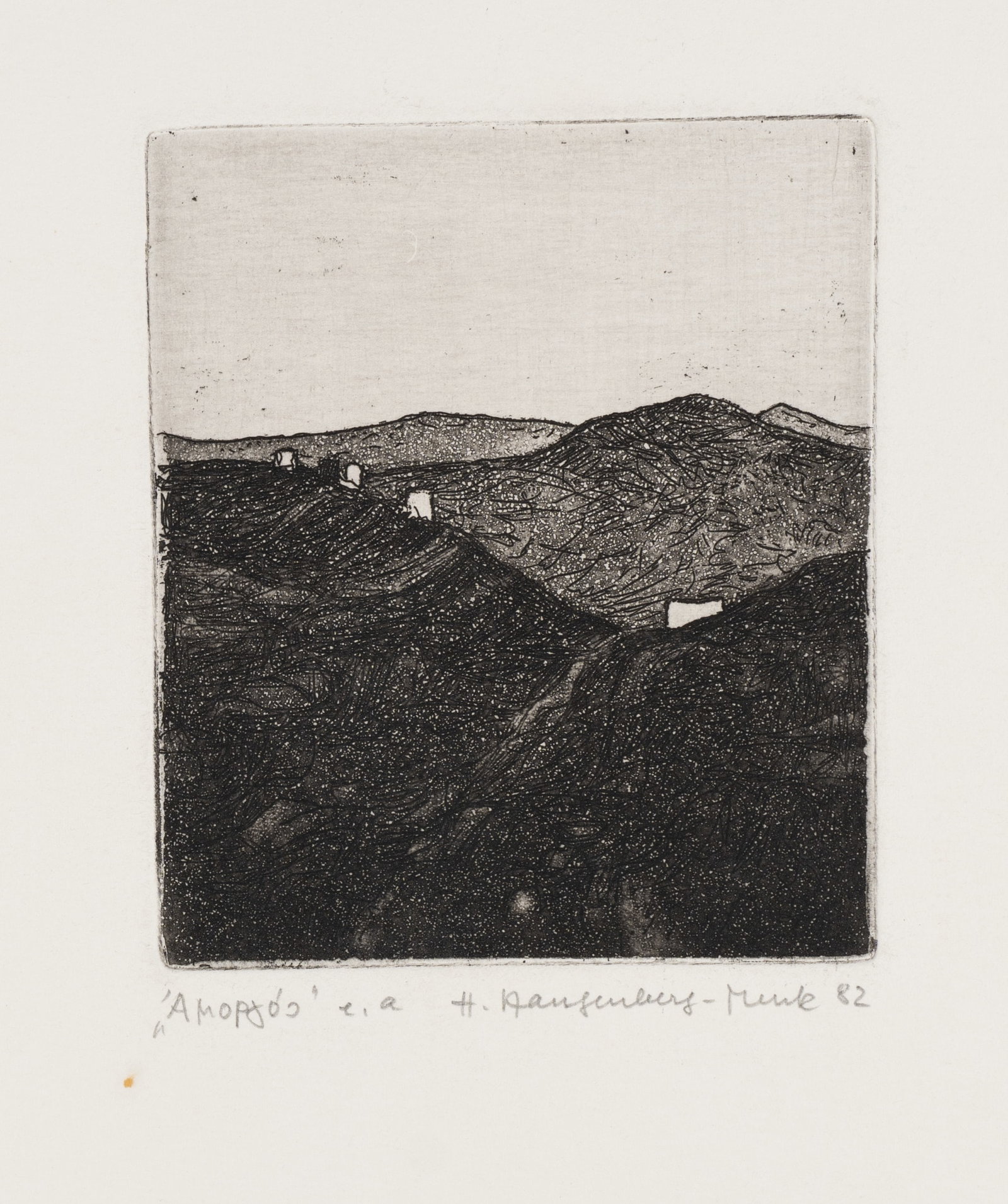 H. STANGENBERG-MERCK (*1922), Barren rocky landscape, 1982, Etching (1 of 5)
