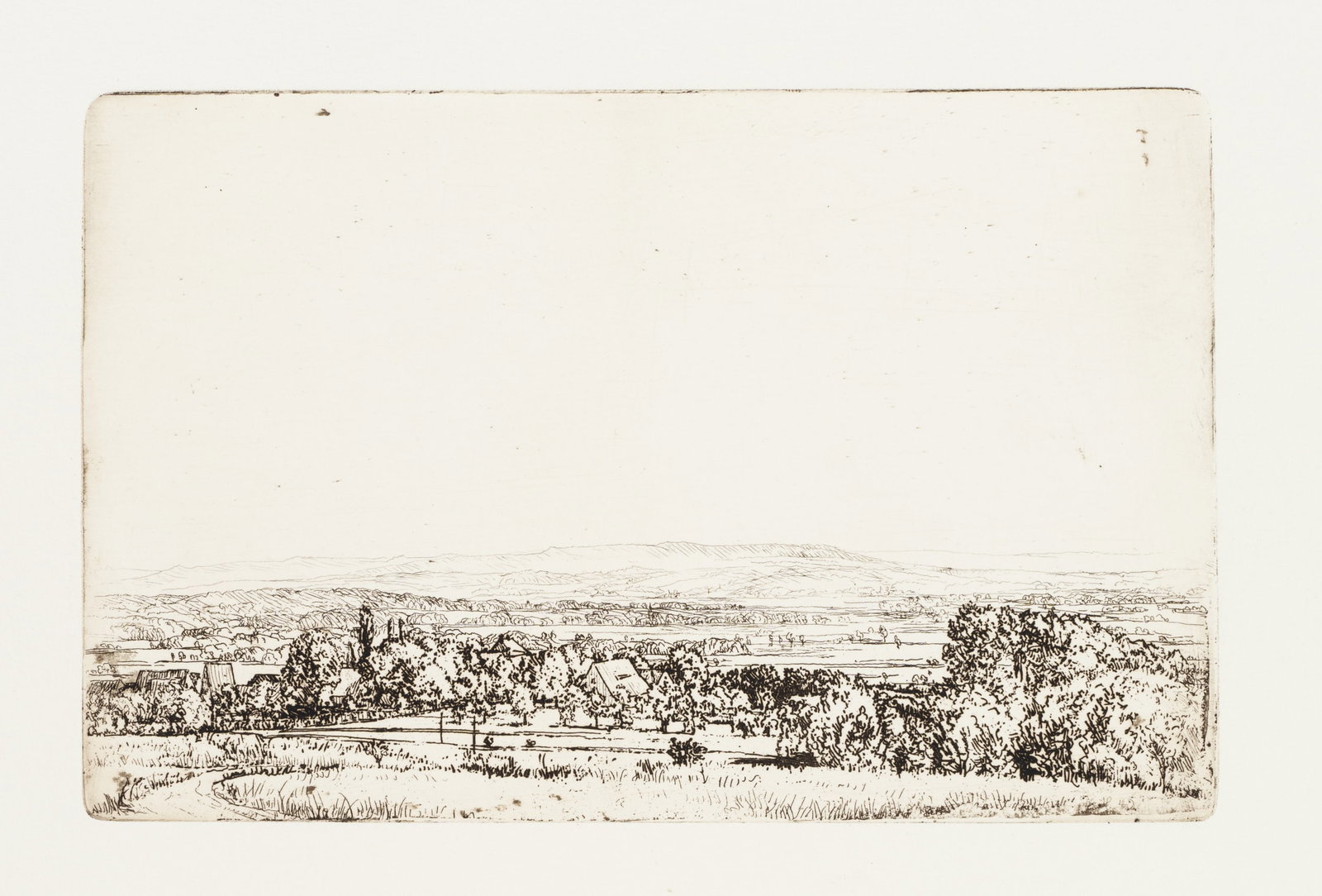 Unknown (20th), A panoramic view of a vast meadow landscape, Etching (1 of 5)
