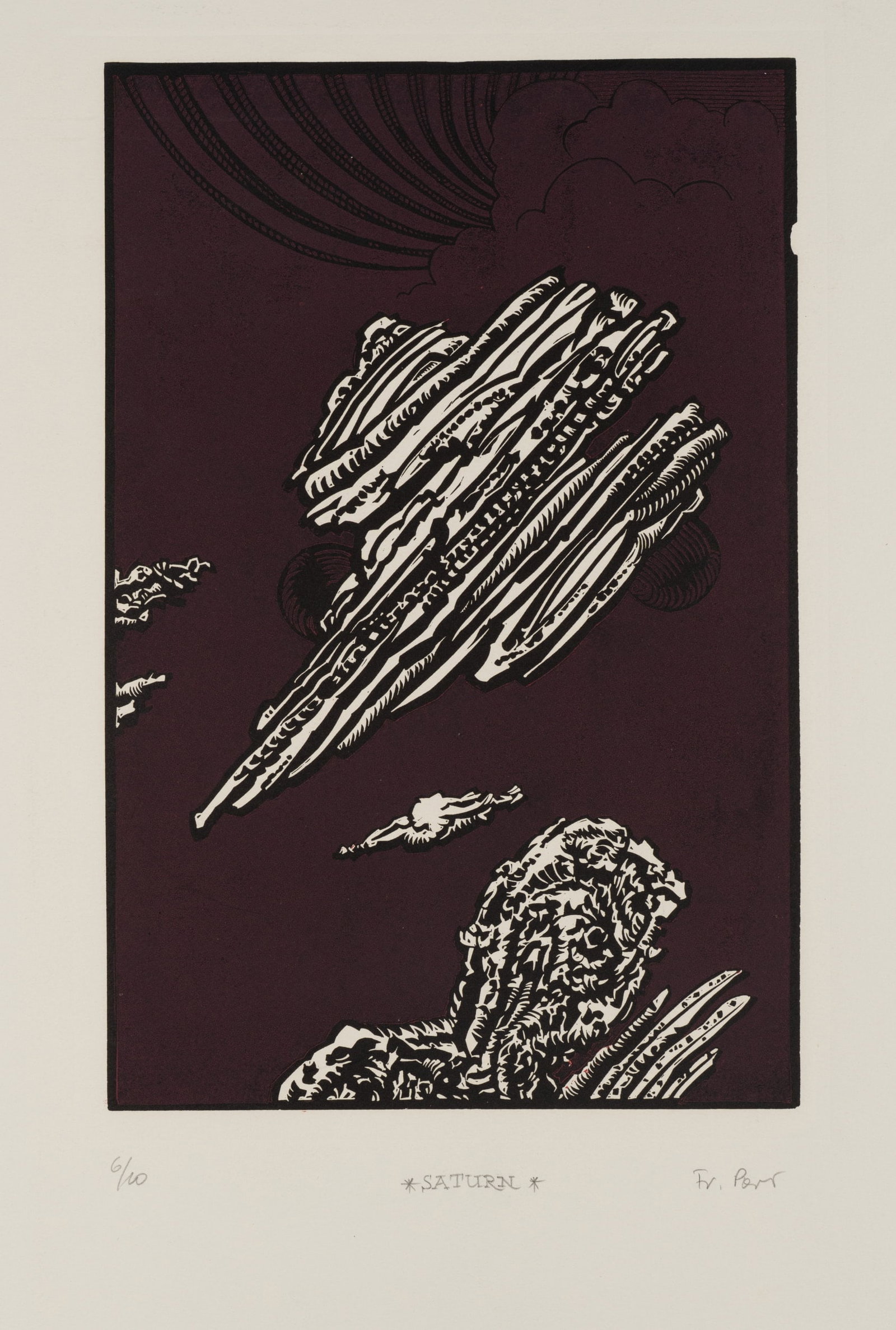 Unknown (20th), Saturn, Abstract Celestial Scene, color etching (1 of 5)