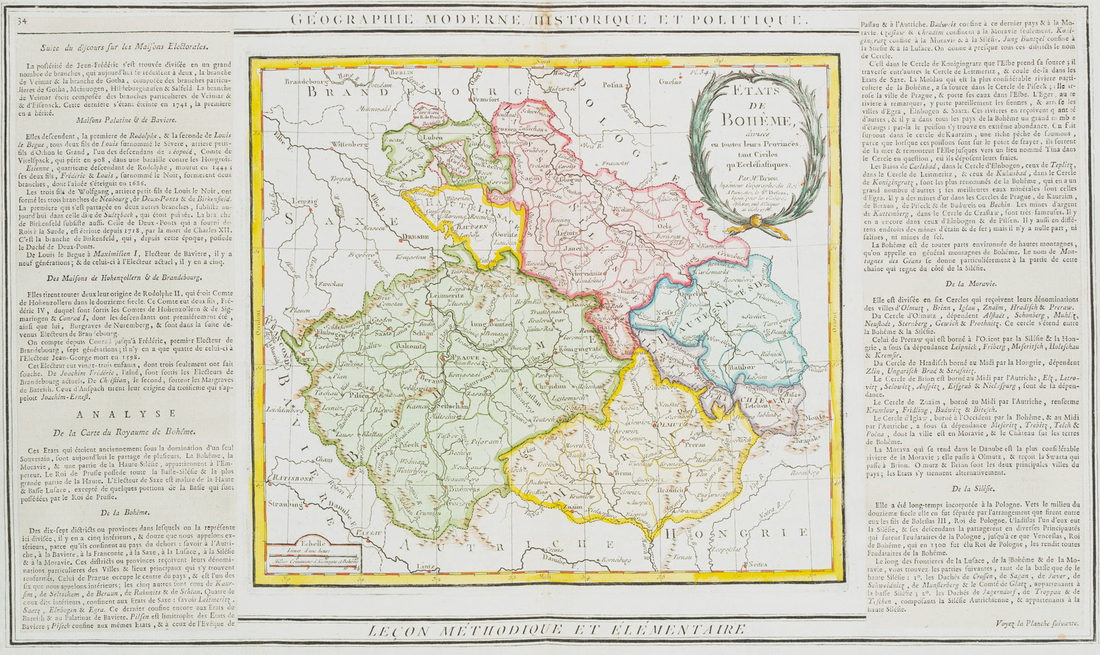 L. LA TOUR (1743-1803), Map. Kingdom of Bohemia, 1786, Watercolor (1 of 5)