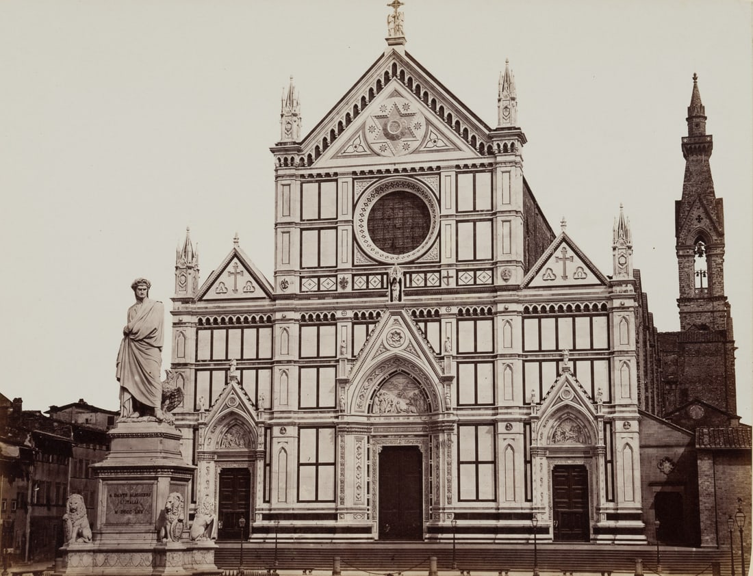FRATELLI ALINARI (19th) Circle, Dante Monument in front of the Church of Santa Croce, around 1880, a (1 of 4)