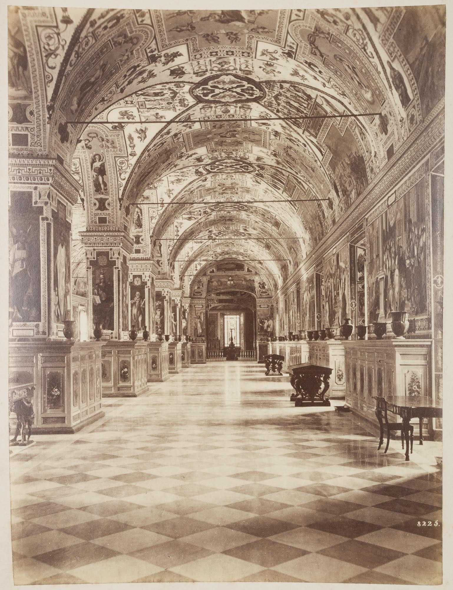 FRATELLI ALINARI (19th) Circle, The Vatican Reading Room, around 1880, albumen paper print: Fratelli Alinari (19th century) Circle: View through the magnificent reading room of the Vatican, Rome, Italy, c. 1880, albumen paper print Technique: albumen paper print, mounted on Cardboard Inscrip