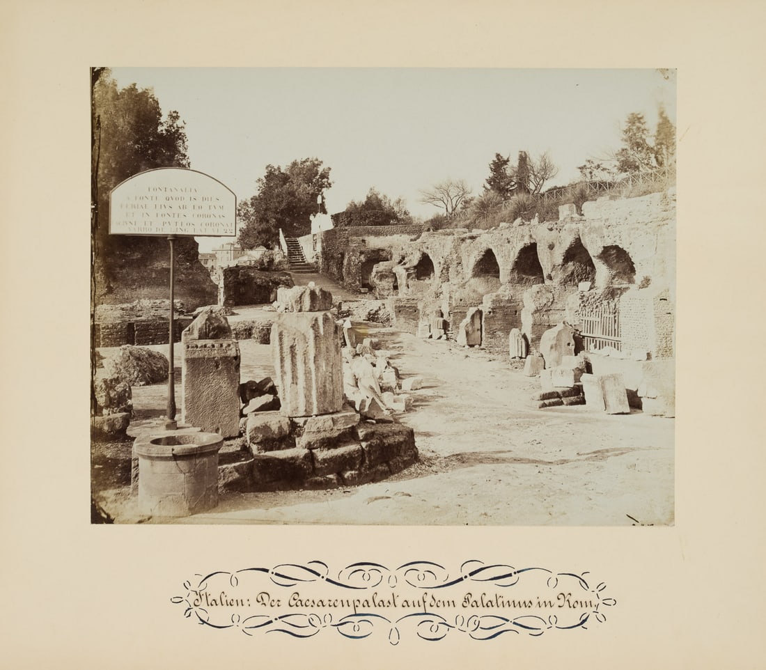 FRATELLI ALINARI (19th) Circle, Caesar’s Palace, Palatine Hill, Rome, around 1880, albumen paper: Fratelli Alinari (19th century) Circle: "Italy: The Caesar's Palace on the Palatine Hill in Rome", Palatine Hill, Imperial Palace, Antiquity, c. 1880, albumen paper print Technique: albumen paper prin