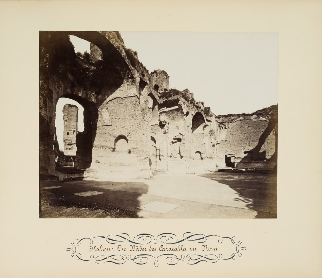 FRATELLI ALINARI (19th) Circle, The Baths of Caracalla, Rome, around 1880, albumen paper print: Fratelli Alinari (19th century) Circle: The Baths of Caracalla in Rome, c. 1880, albumen paper print Technique: albumen paper print, mounted on Cardboard Date: c. 1880 Description: You can see the Bat