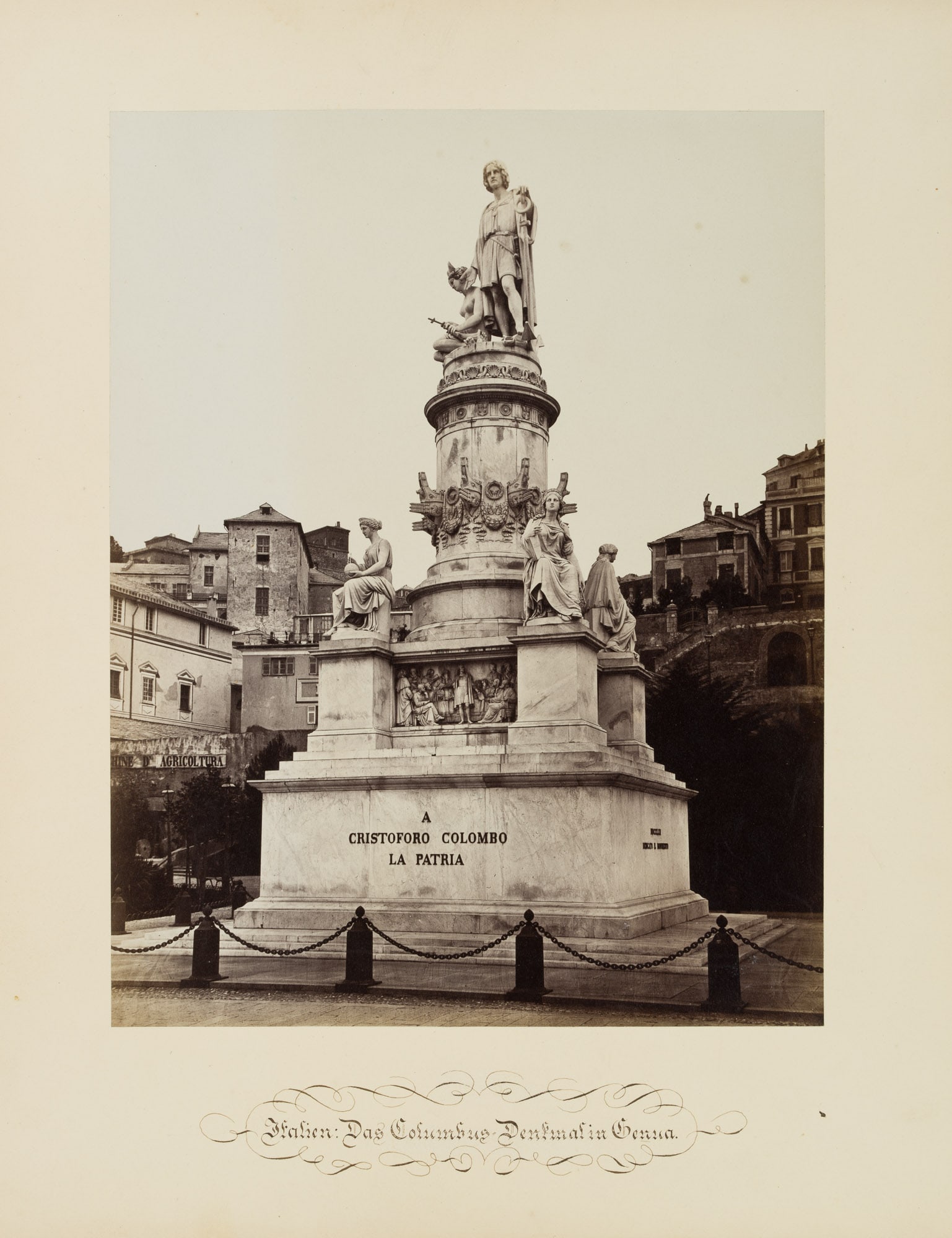 FRATELLI ALINARI (19th) Circle, Genoa, Columbus Marble Monument, around 1880, albumen paper print (1 of 4)