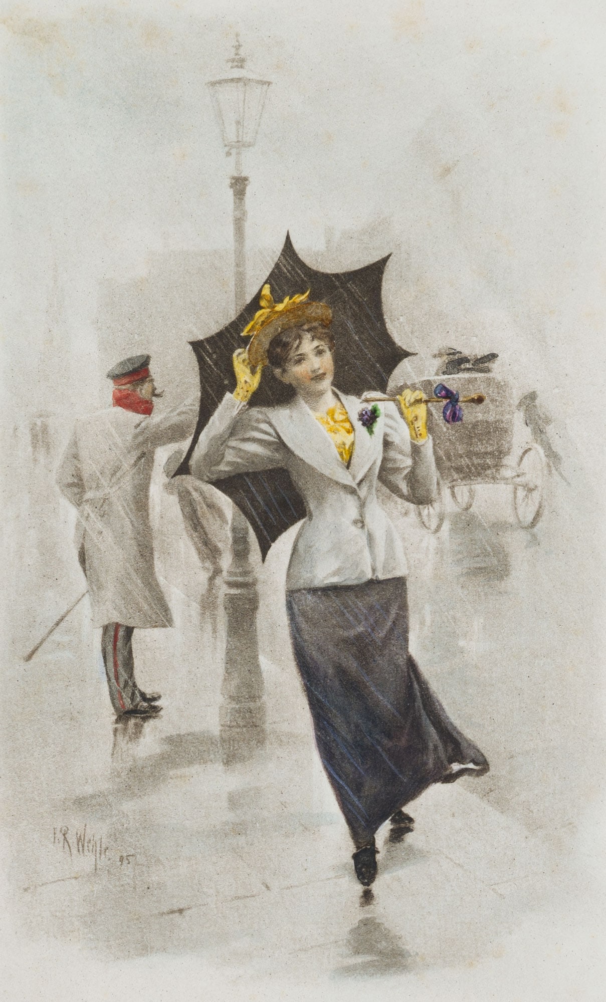 After WEHLE (*1848), March Violets, Lady in the Rain, around 1895, Photogravure (1 of 4)