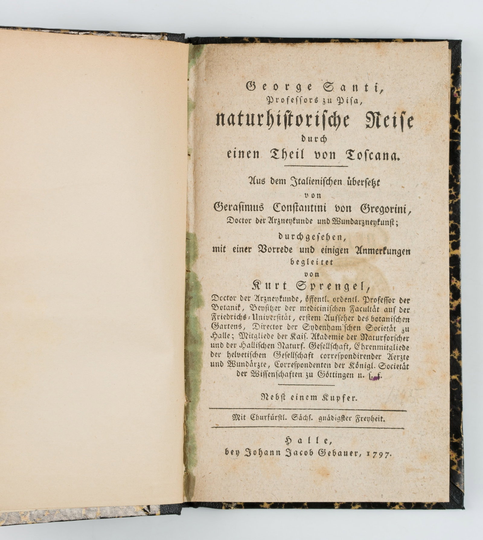 G. SANTI (18th), A Natural History Tour of Tuscany, 1797, book: George Santi (18th century): George Santi, professor at Pisa, natural history journey through a part of Tuscany Translated from the Italian by Gewrasimus Constantini von Gregorini[], 1797, book Techni