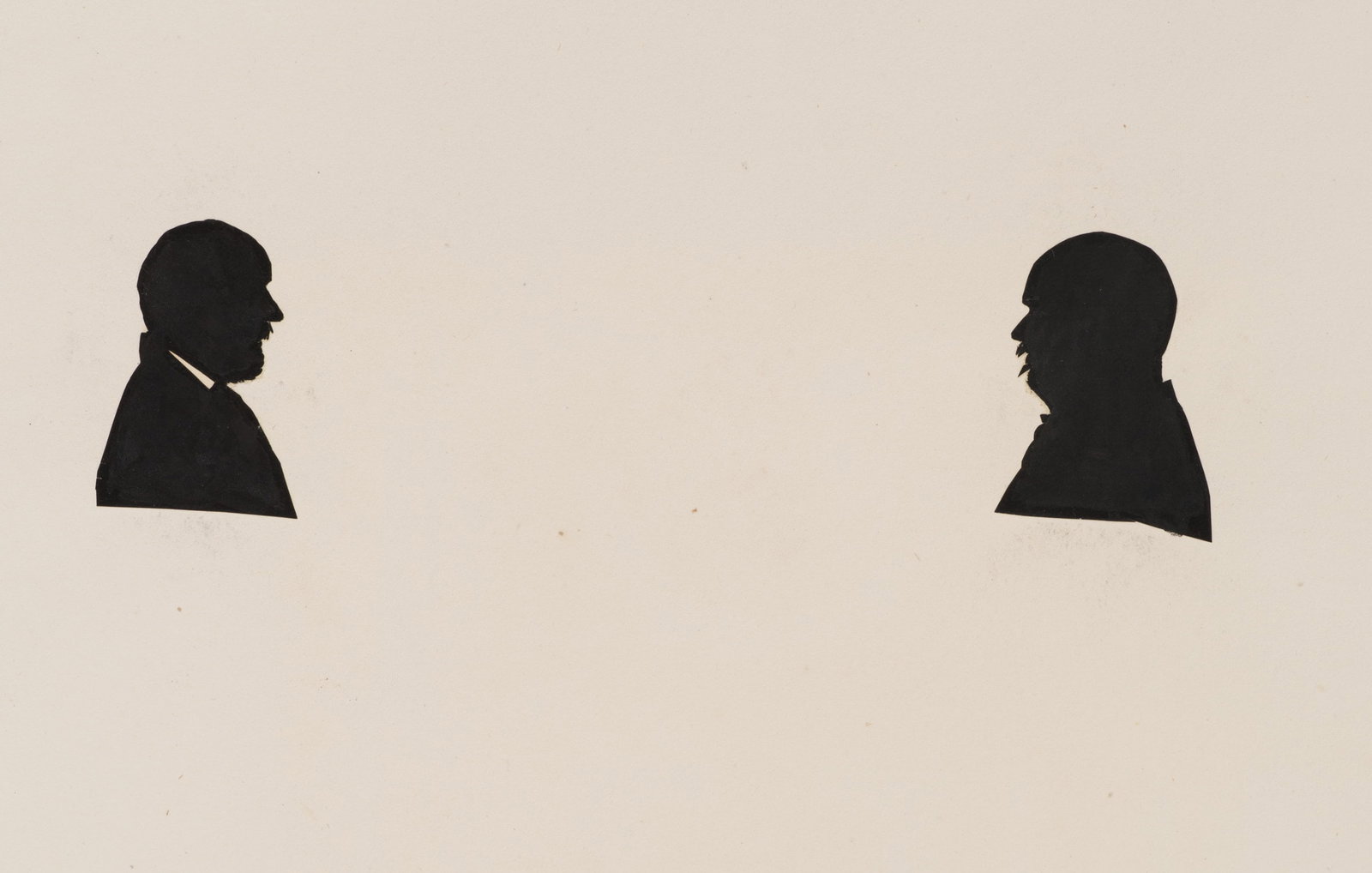 Unknown (19th), Sir M. Wilson and Son, Silhouette: Unknown (19th century): Sir M Wilson and son Facing male profile silhouettes on a light-coloured paper background, 19th century, Silhouette Technique: Silhouette on Paper, mounted on Paper Inscription