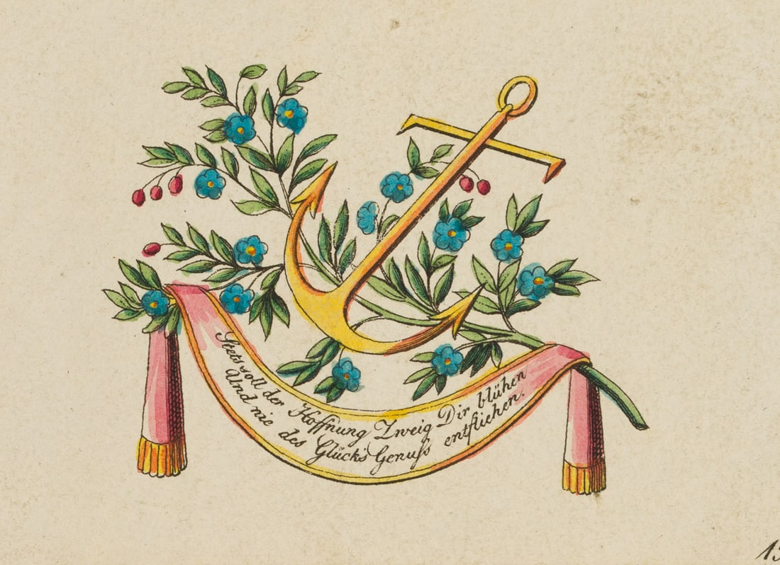 Unknown (19th), Congratulatory card featuring an anchor, Congratulations billet (1 of 4)