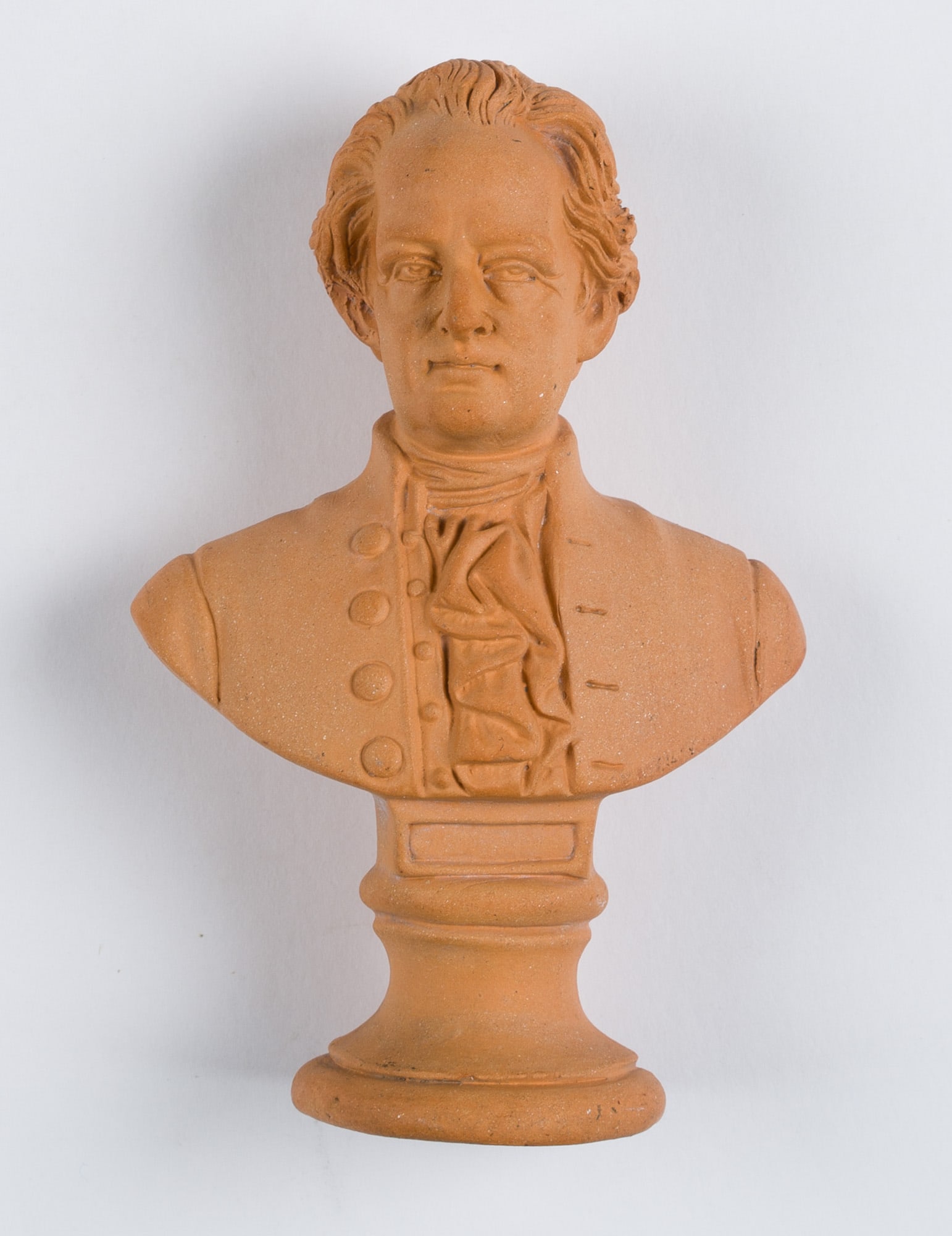 Unknown (19th), Bust of Goethe on a round plinth, Ceramics: Unknown (19th century): Bust of Goethe on a round plinth in a cloak with a scarf, unfired clay, 19th century, Ceramics Technique: Ceramics, Clay Date: 19th century Description: The following works ser