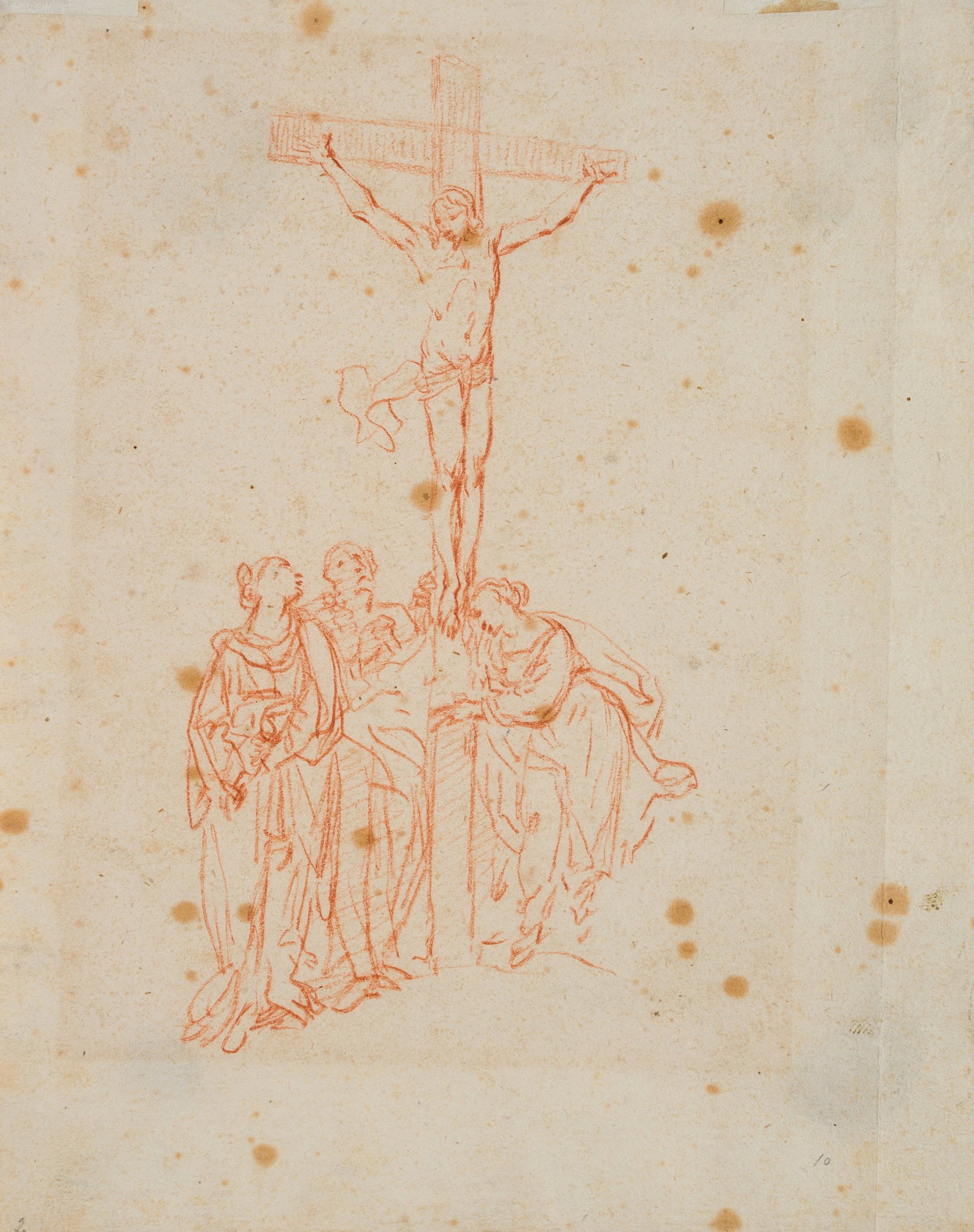 J. UMBACH (1624-1693) Successor, The Lamentation of Christ on the Cross, around 1700, Red chalk draw (1 of 8)