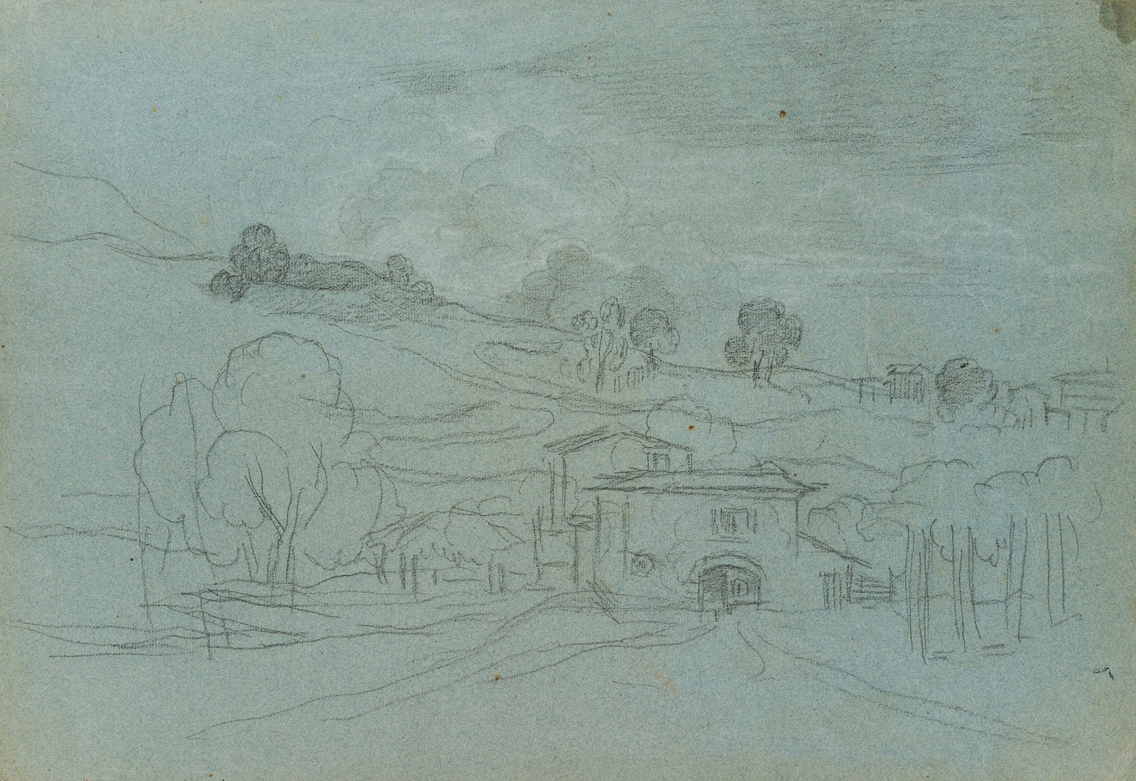 G. WALLIS (1761-1847), Italian hilly countryside, Pencil (1 of 3)