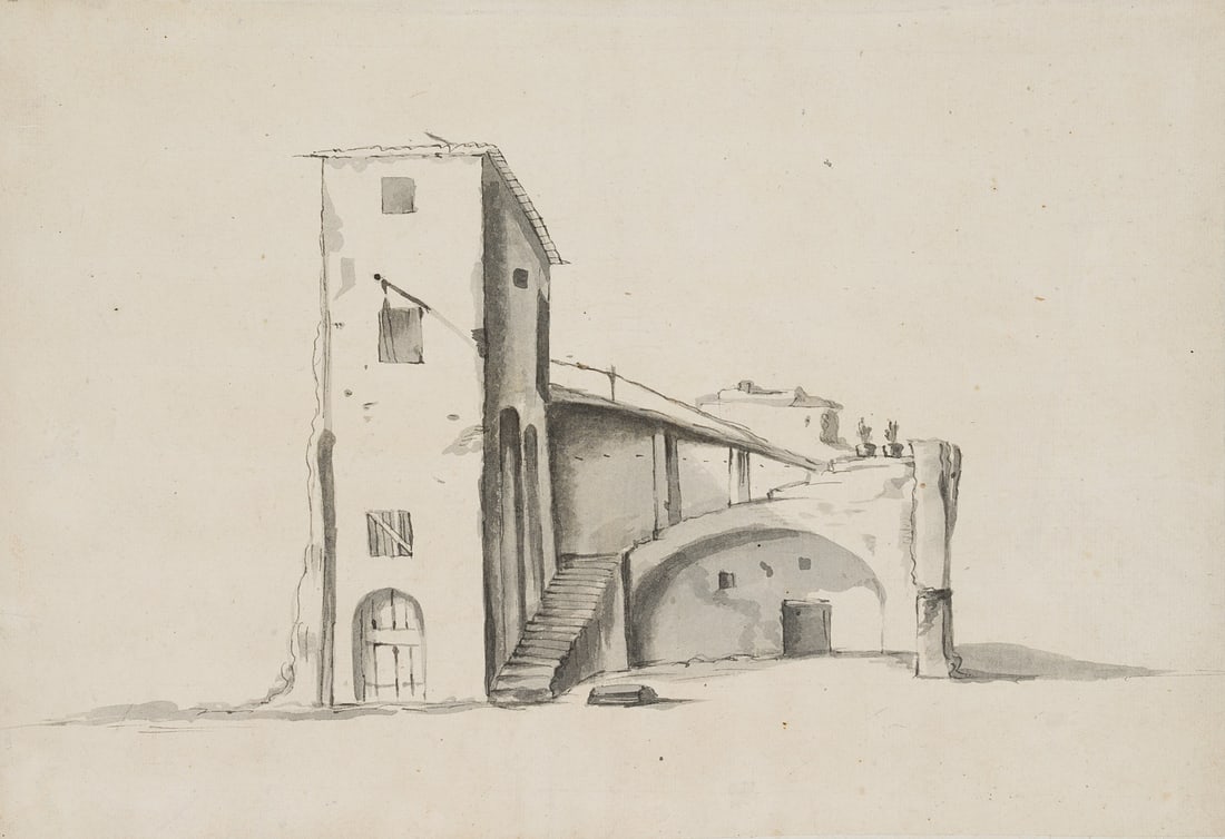 Unknown (18th), Ruins of a gatehouse, around 1720, Brush drawing (1 of 5)