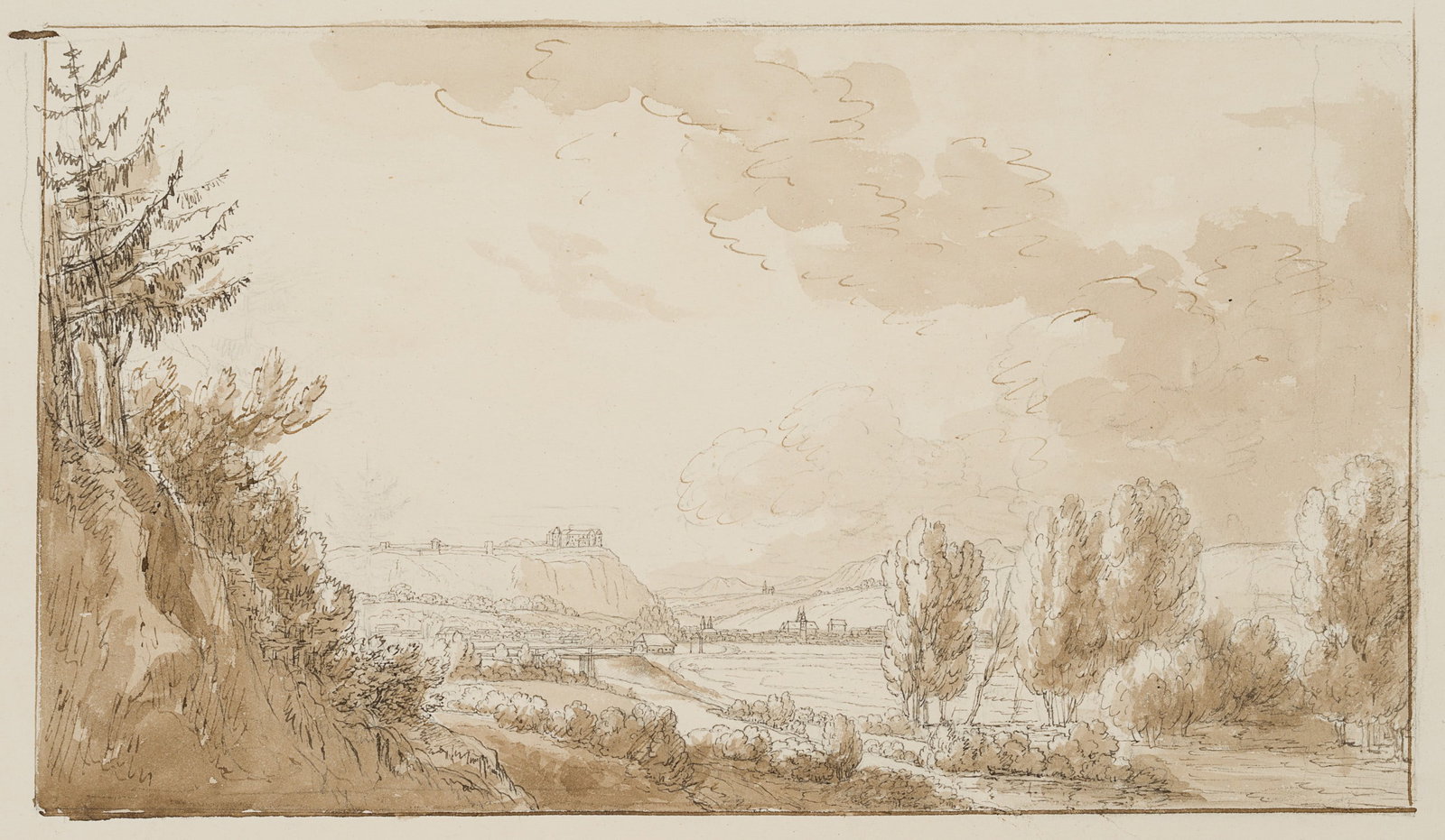 I. DUVIVIER (1758-1832), Saxon landscape, Pirna (?), around 1800, Watercolor (1 of 4)
